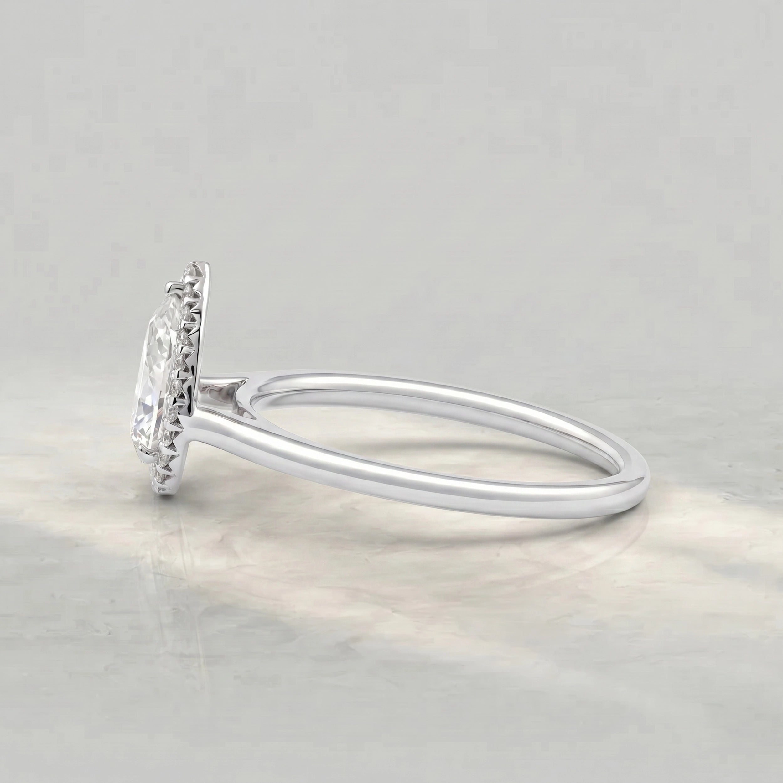 Pear Cut Lab Diamond Halo Engagement Ring