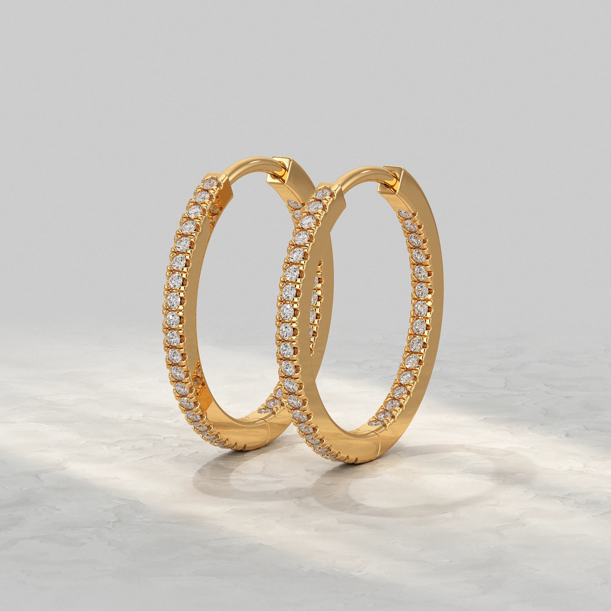 Round Lab Diamond In- Out Hoop Earrings