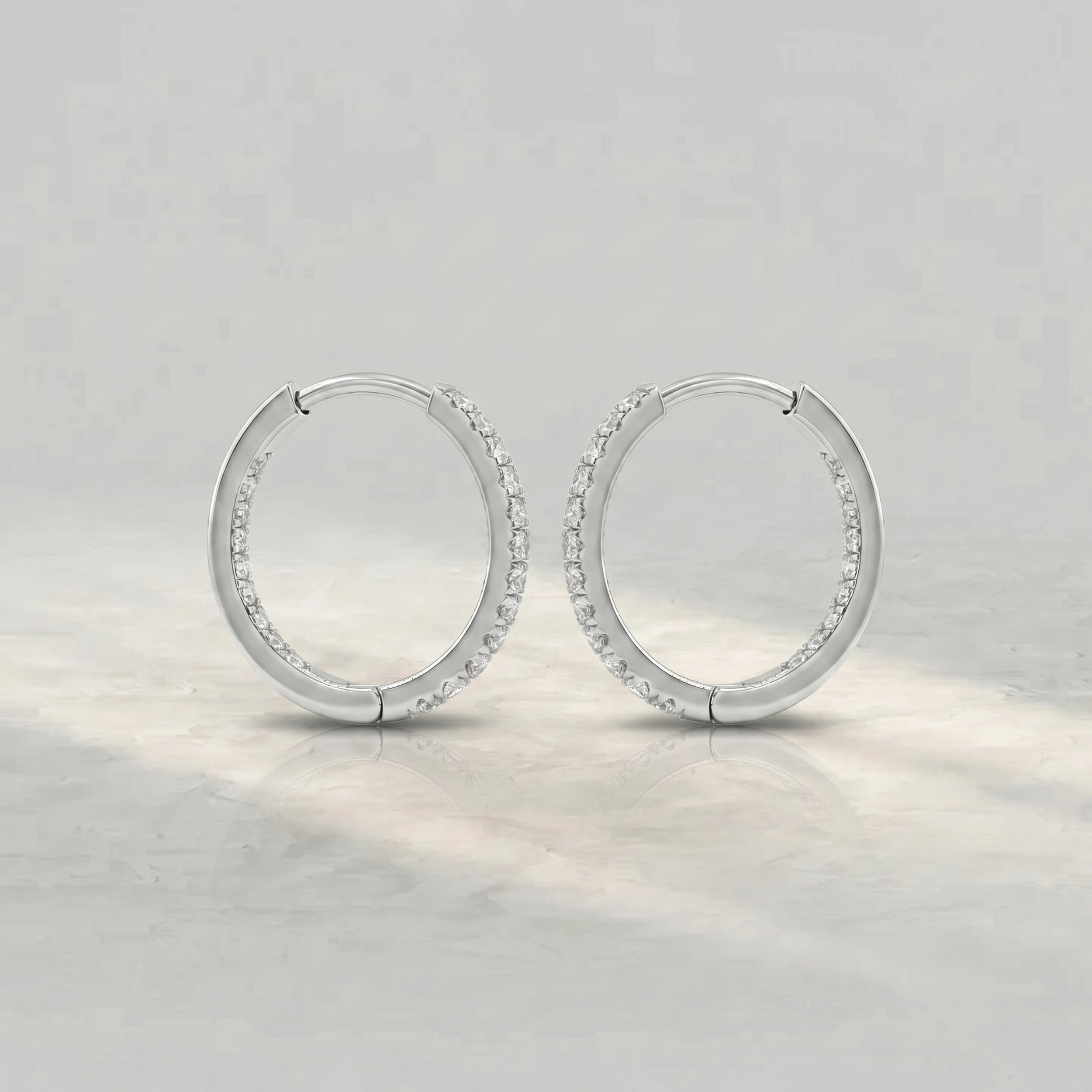 Round Diamond Inside Hoop Earrings