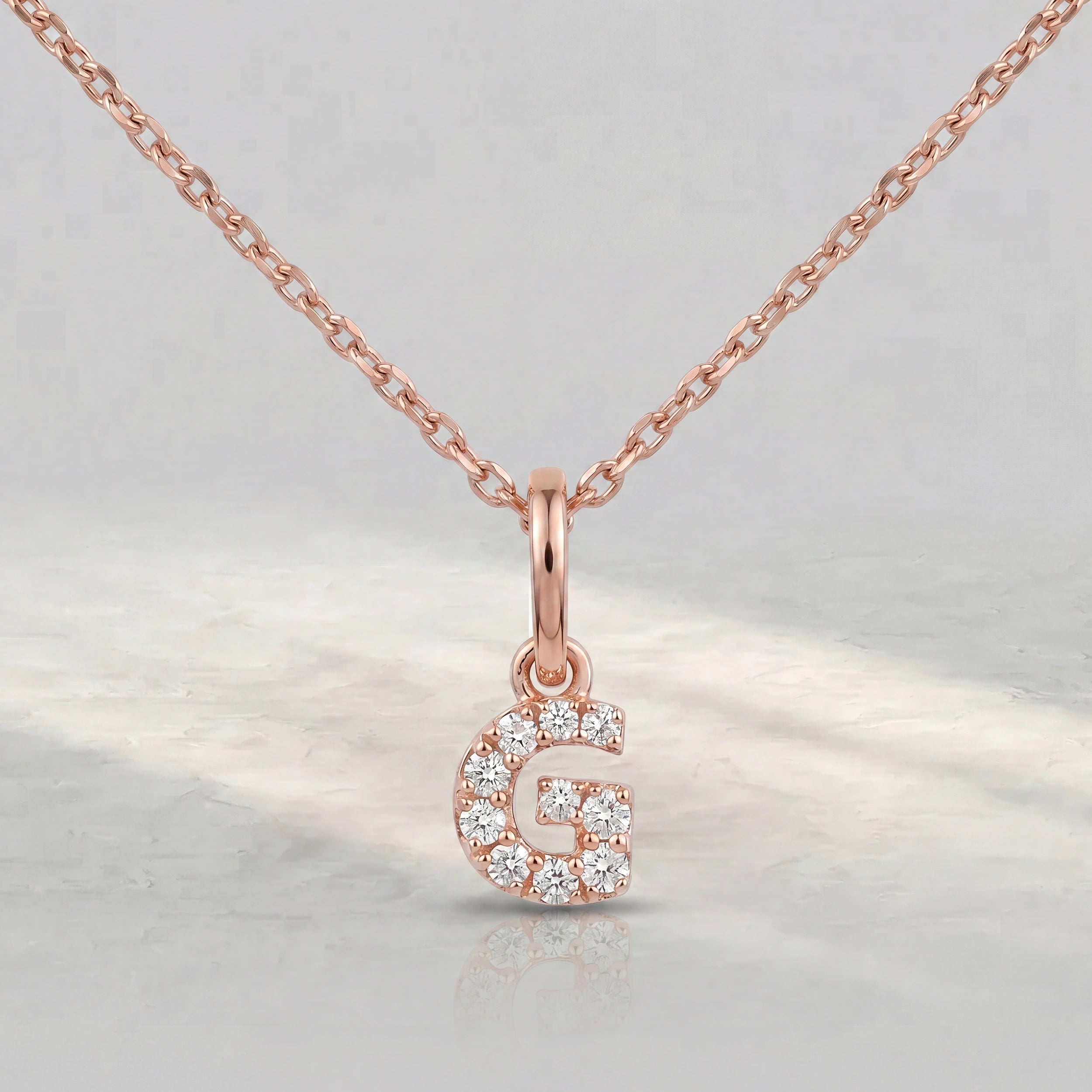 Round Diamond Intial Letter Pendant