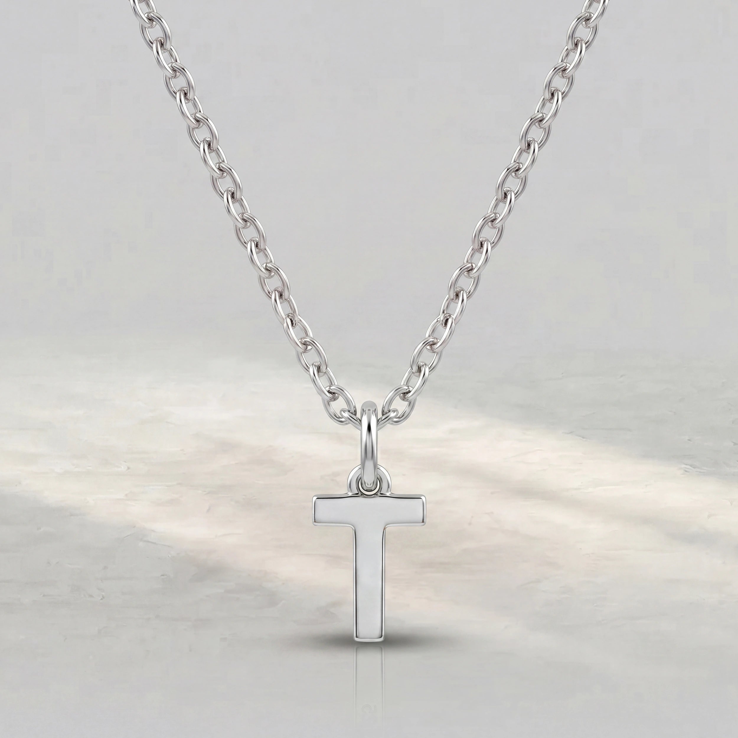 Initial Letter T Round Diamond Pendant