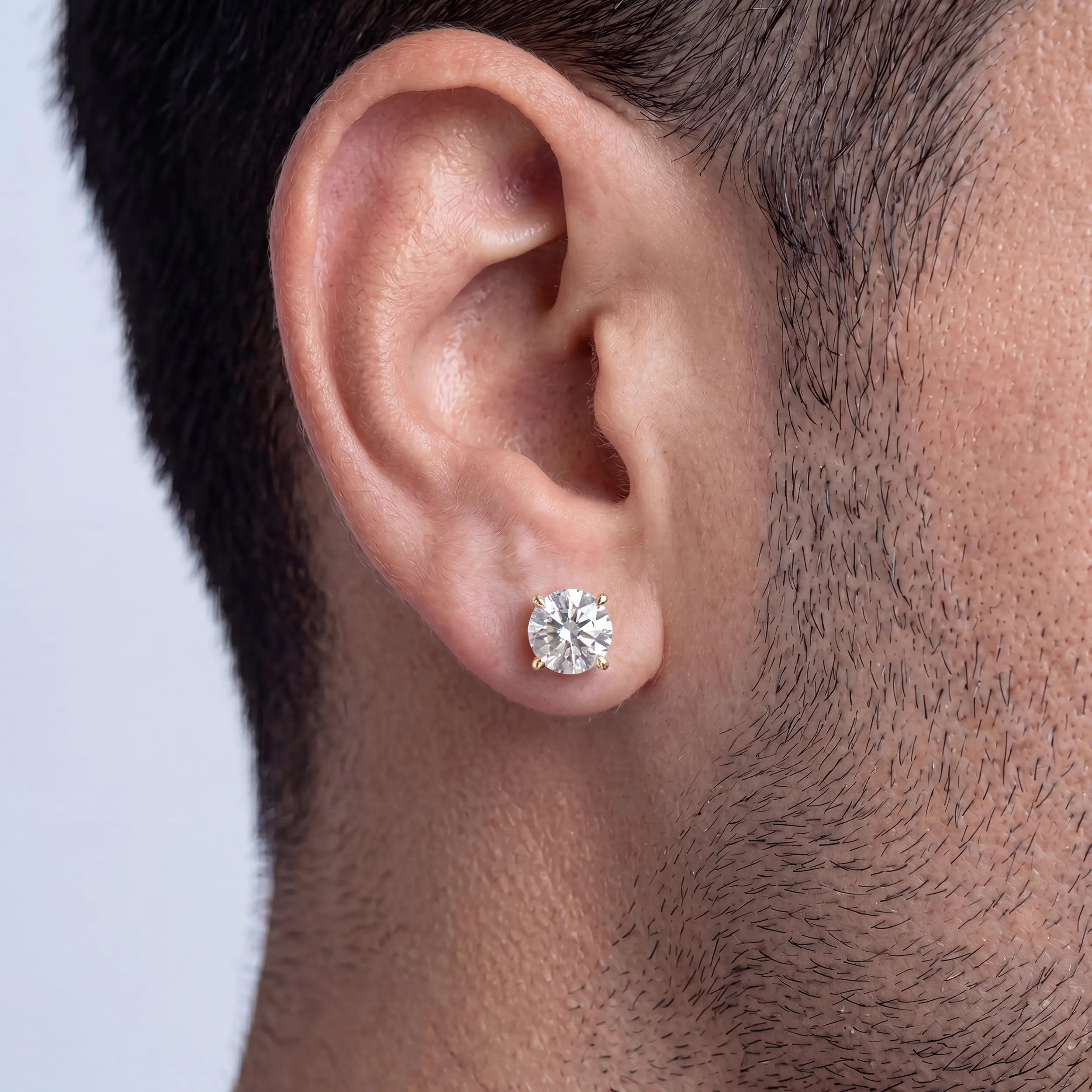 Round Lab Diamond Men's Stud Earrings