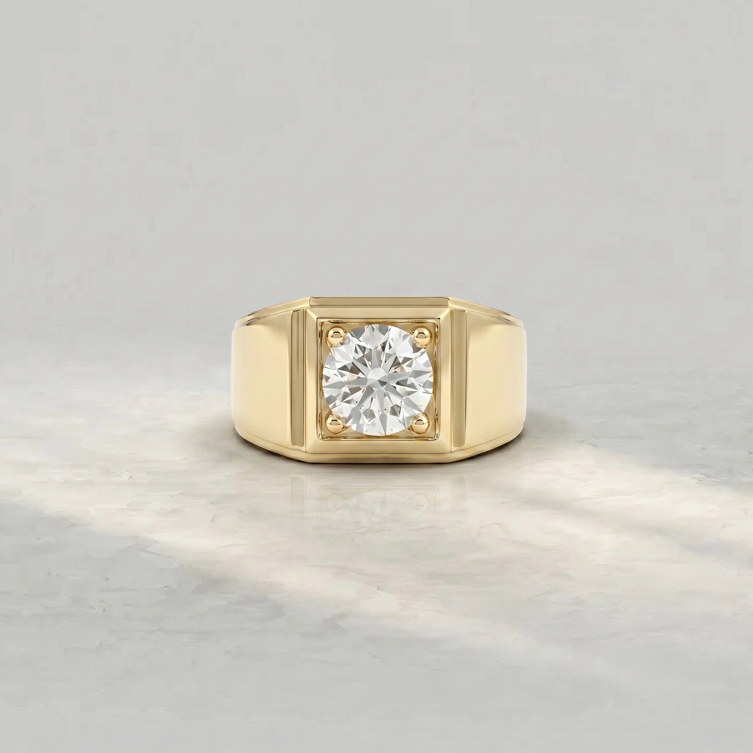 Round Lab Diamond Men's Wedding Band