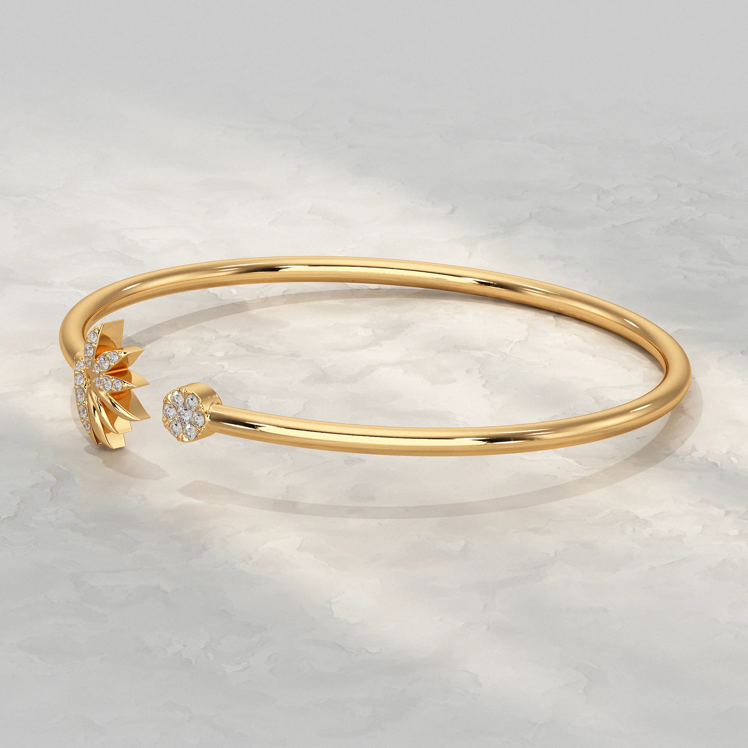 Round Diamond Open Cuff Bangle