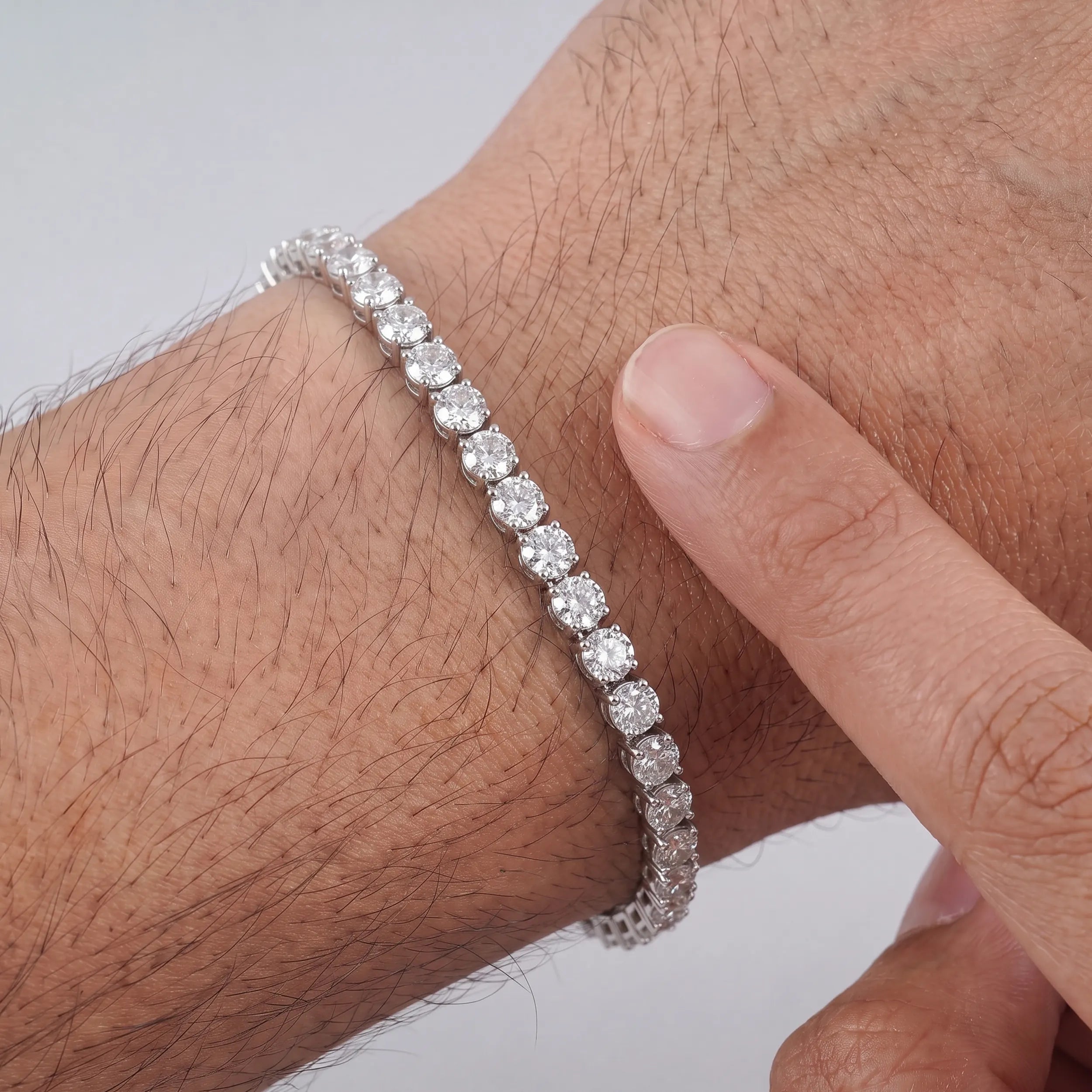 Round Lab Diamond Tennis Bracelet For Men's