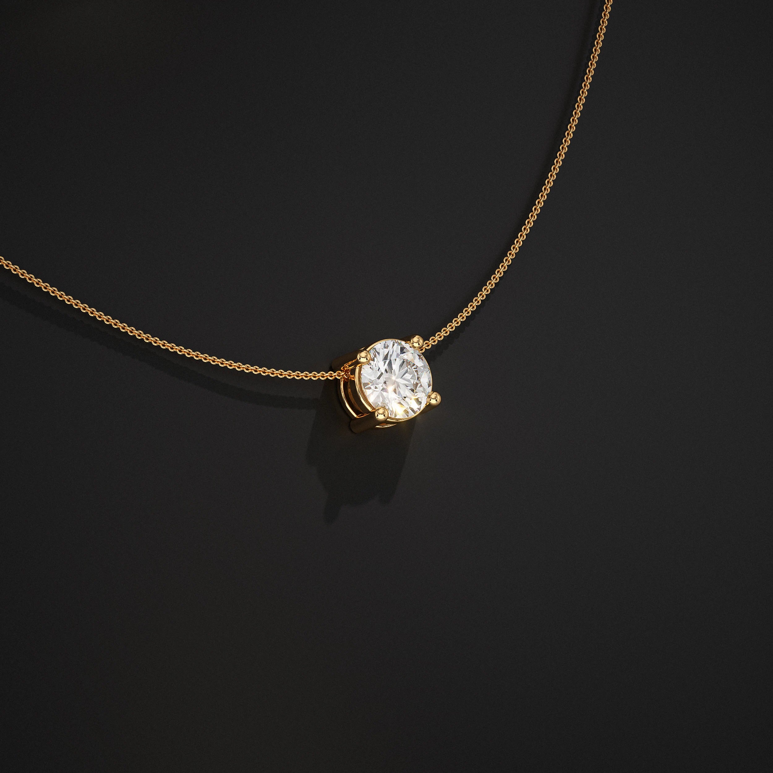 Round Lab Diamond Solitaire Pendant