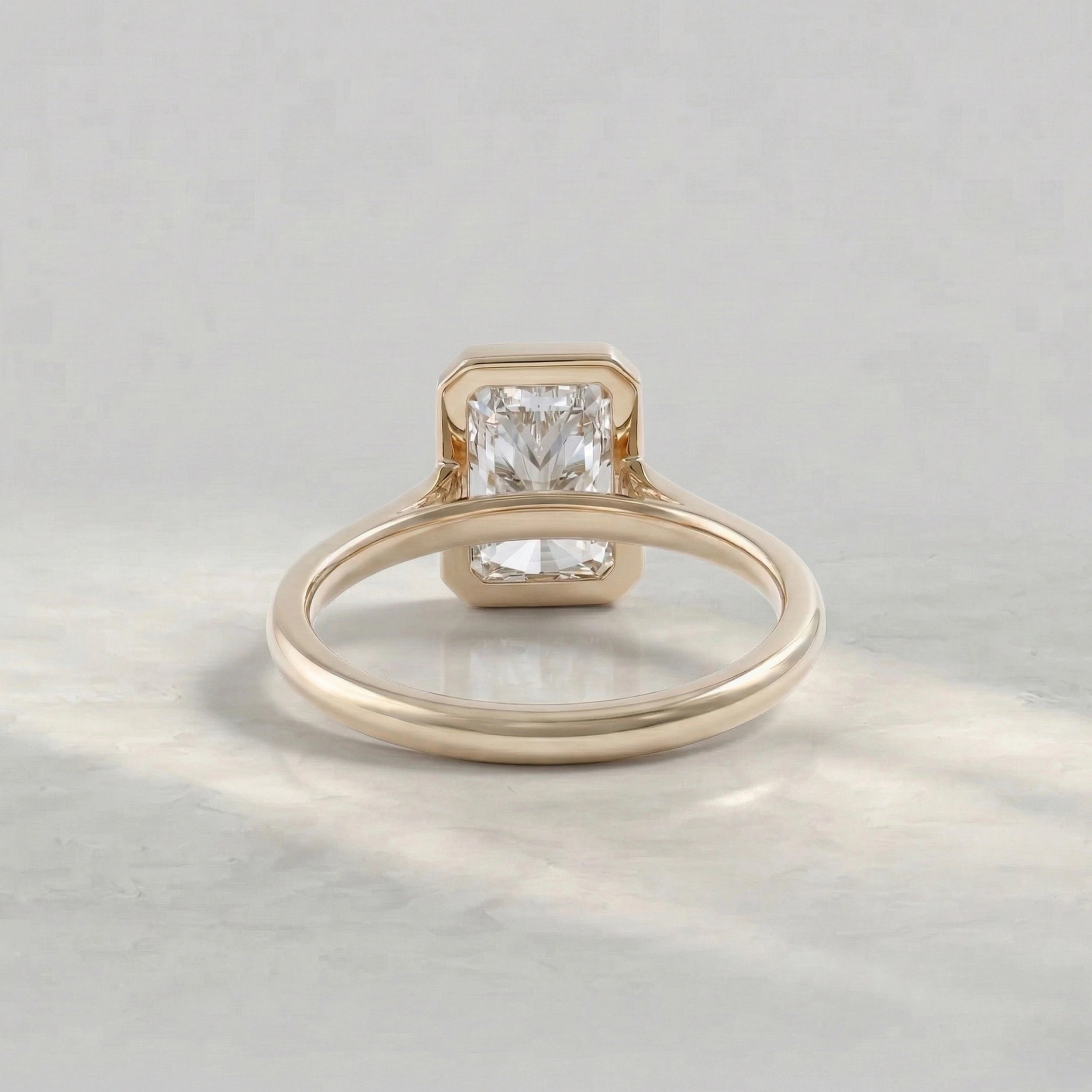 Bezel Set Radiant Cut Solitaire Engagement Ring Rings