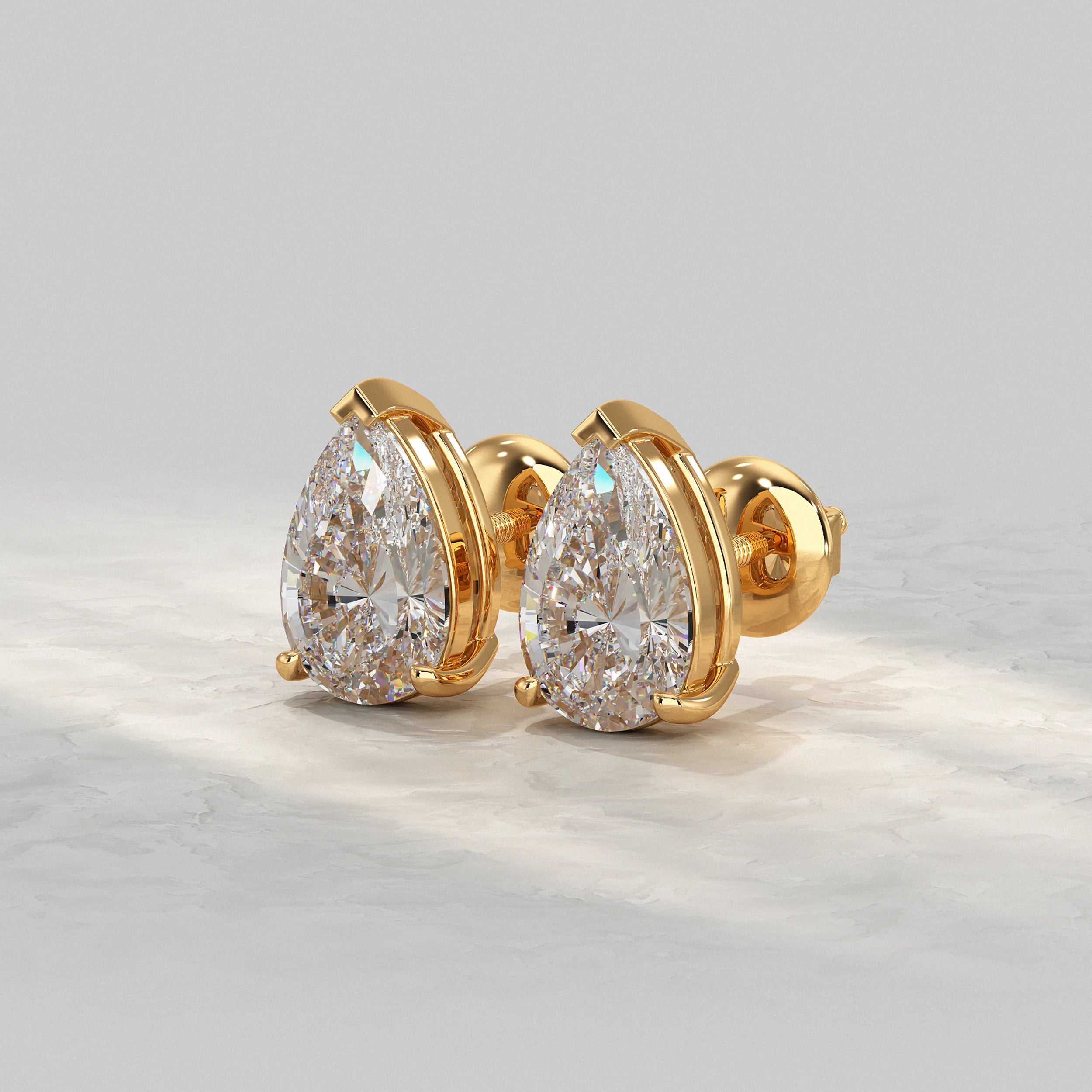 Pear Lab Diamond Stud Earrings