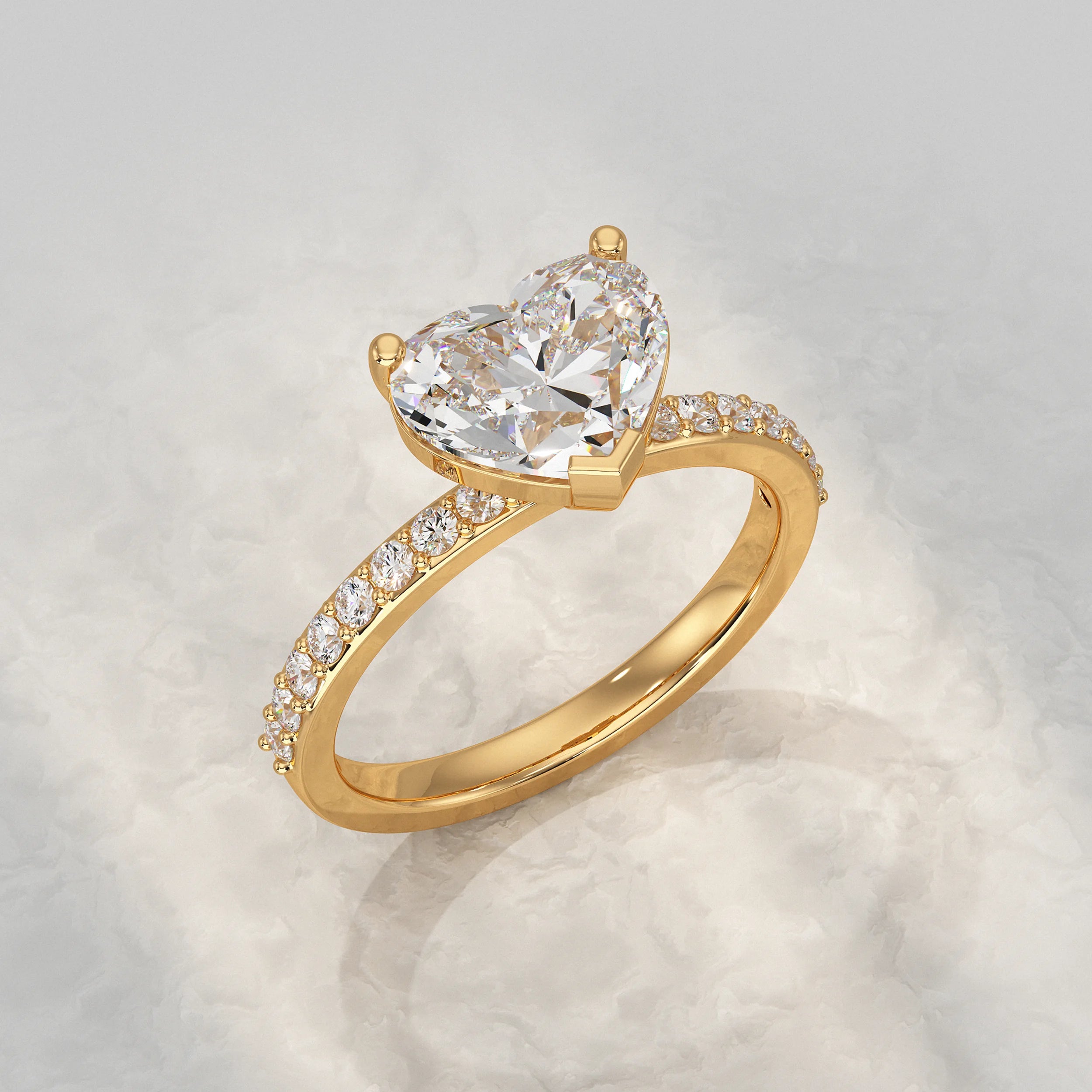 Heart Diamond Solitaire Accent Engagement Ring