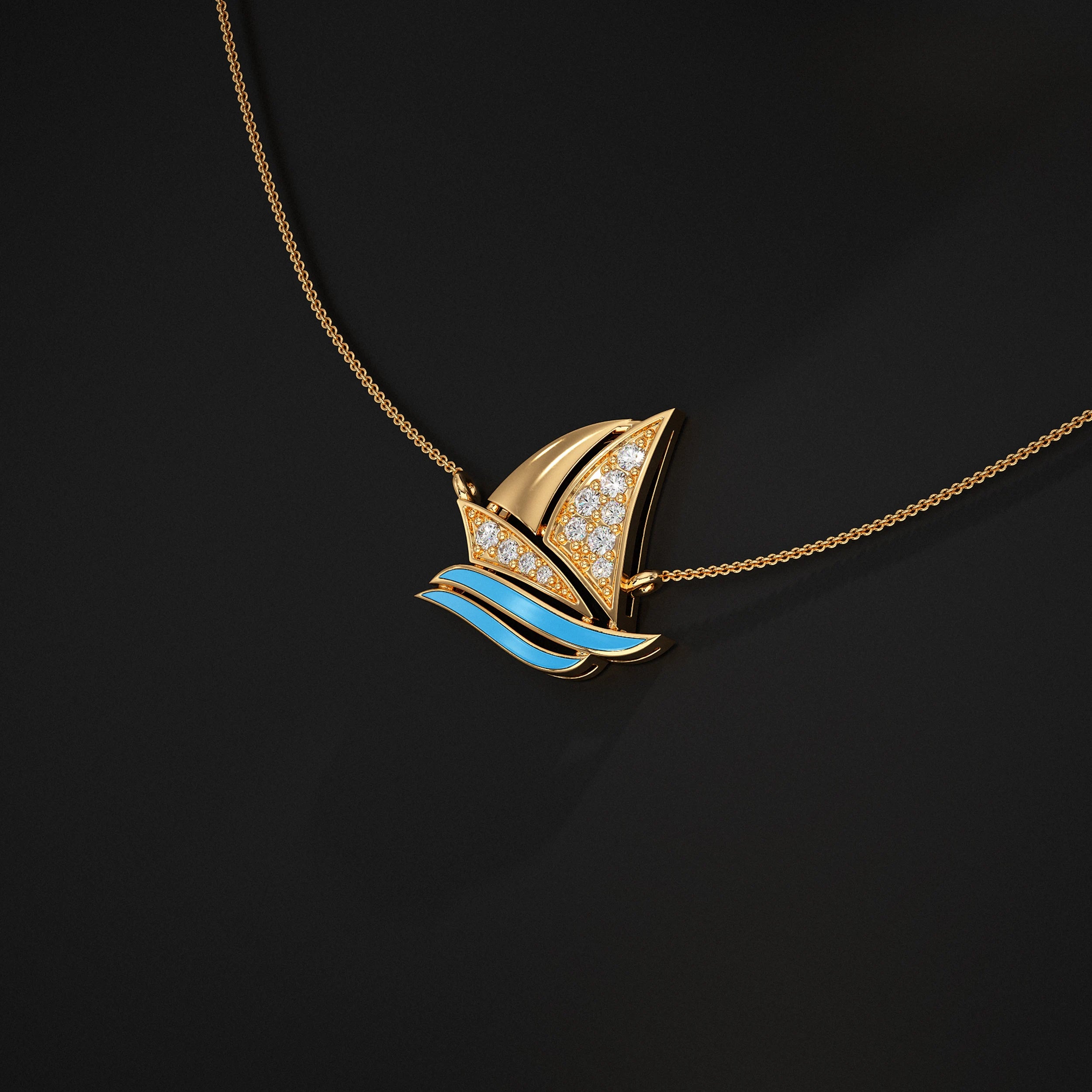 Lab Diamond Sailboat Pendant