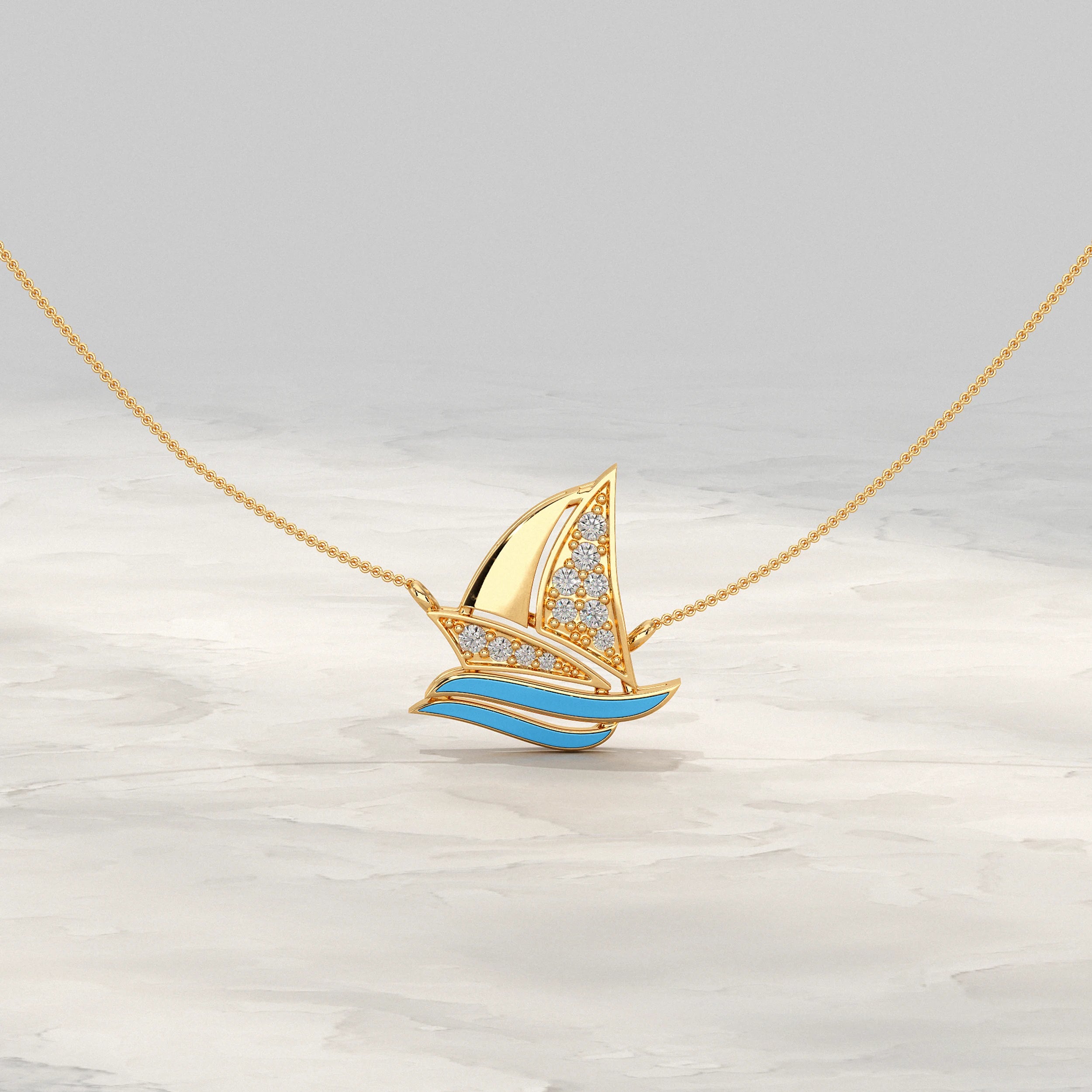 Lab Diamond Sailboat Pendant
