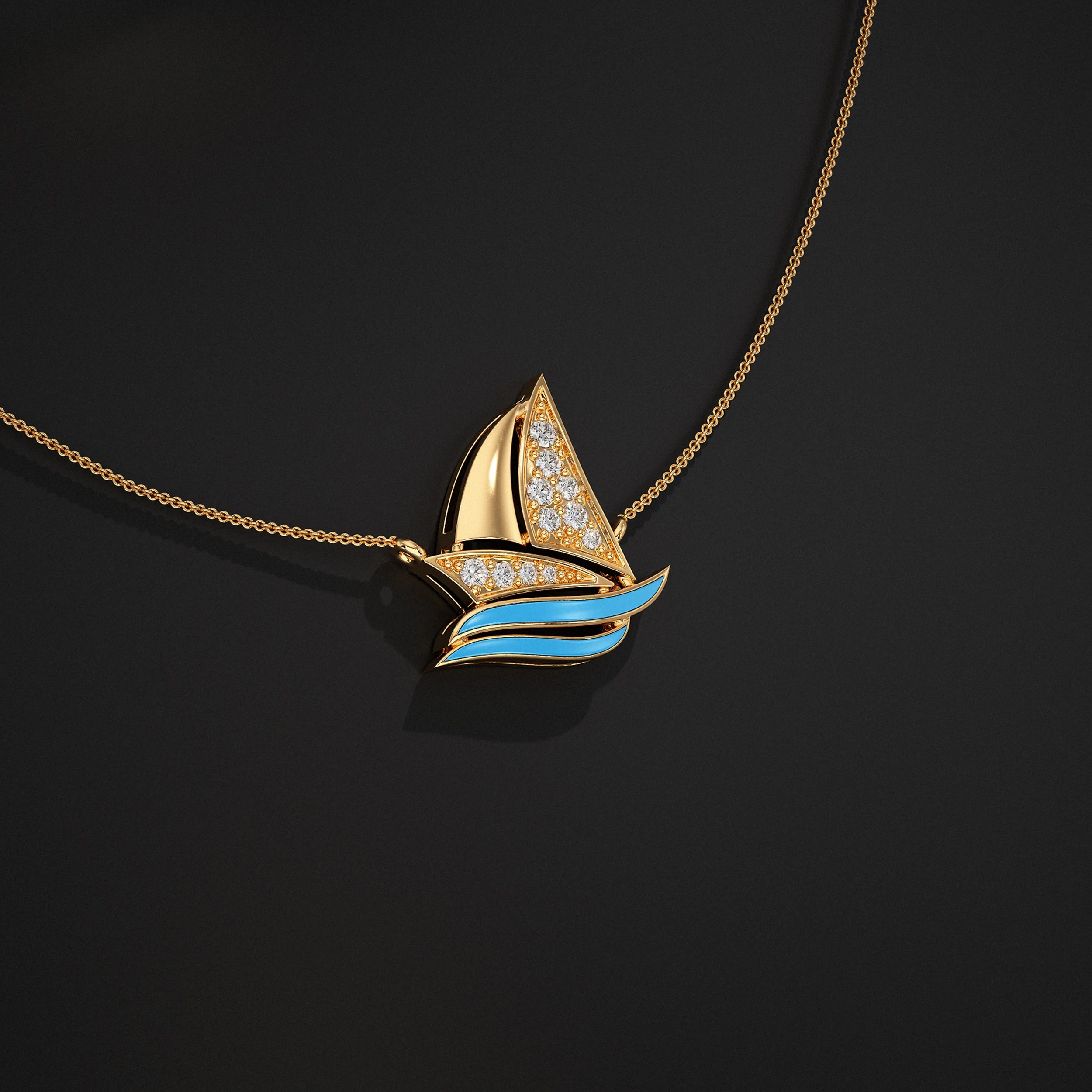Lab Diamond Sailboat Pendant