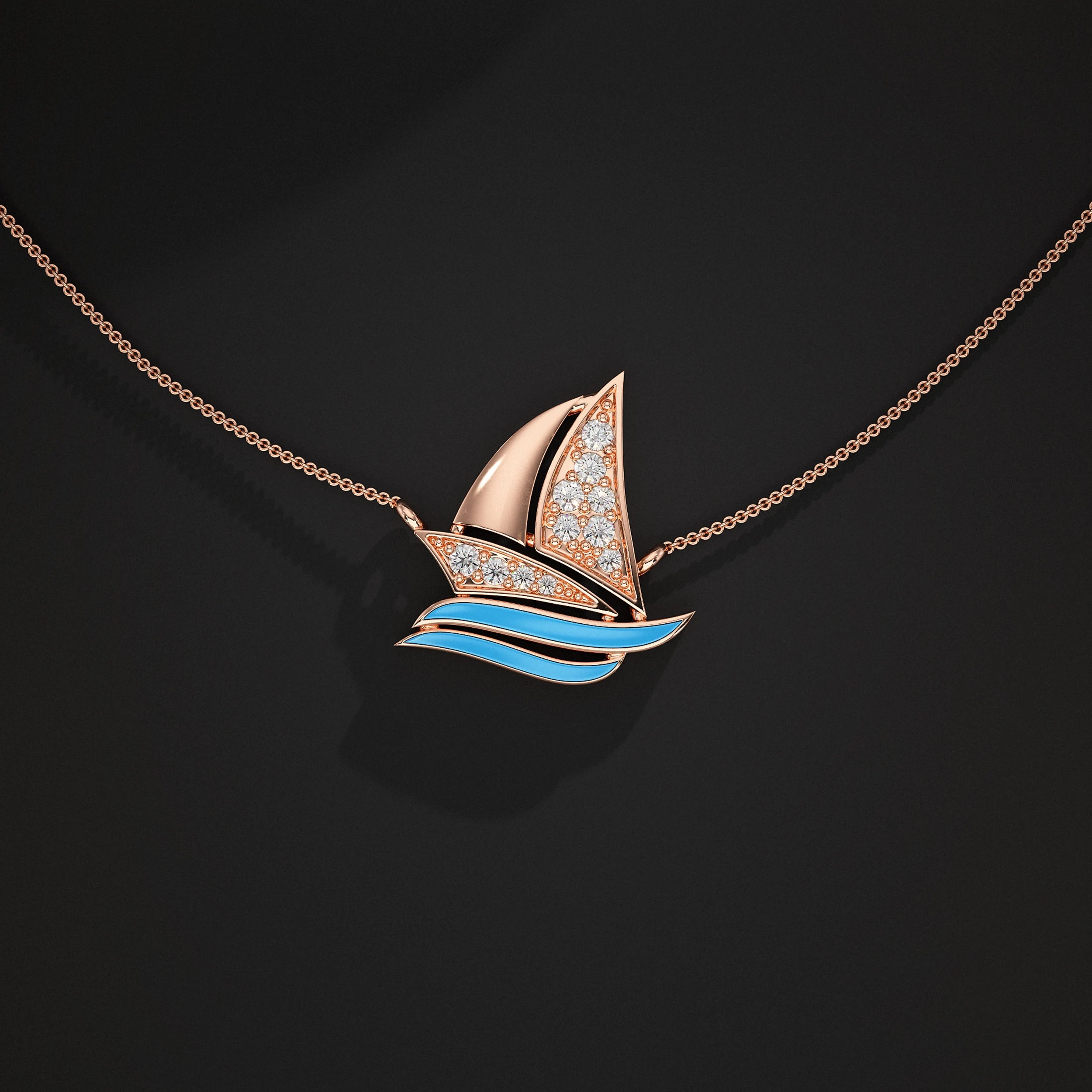 Lab Diamond Sailboat Pendant