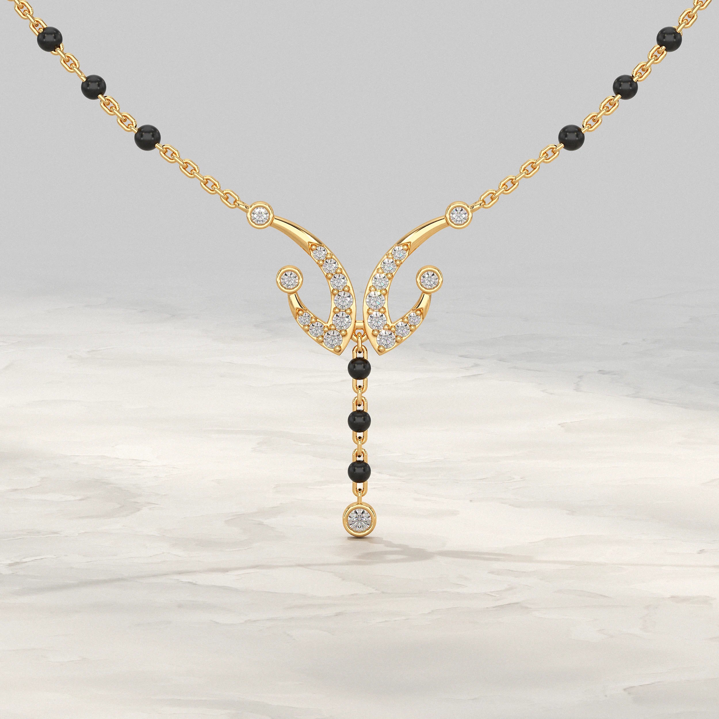 Layer Drop Pear Gemstone Mangalsutra