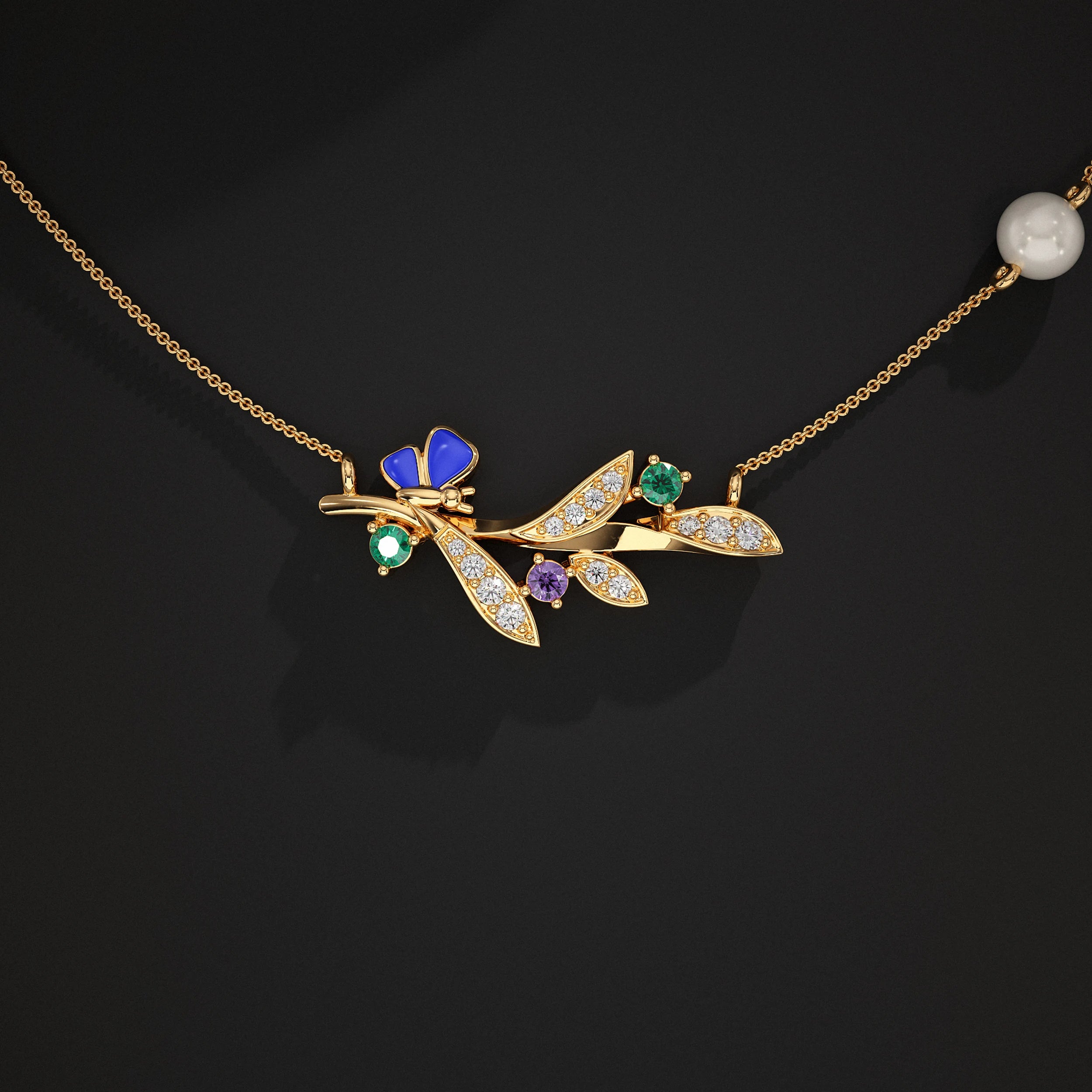 Leaf Lab Gemstone Pendant