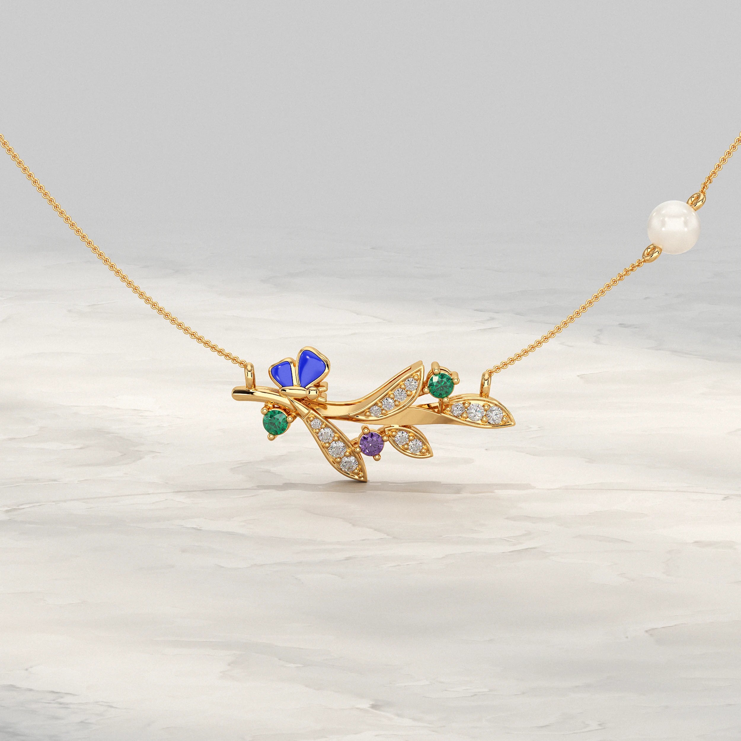 Leaf Lab Gemstone Pendant