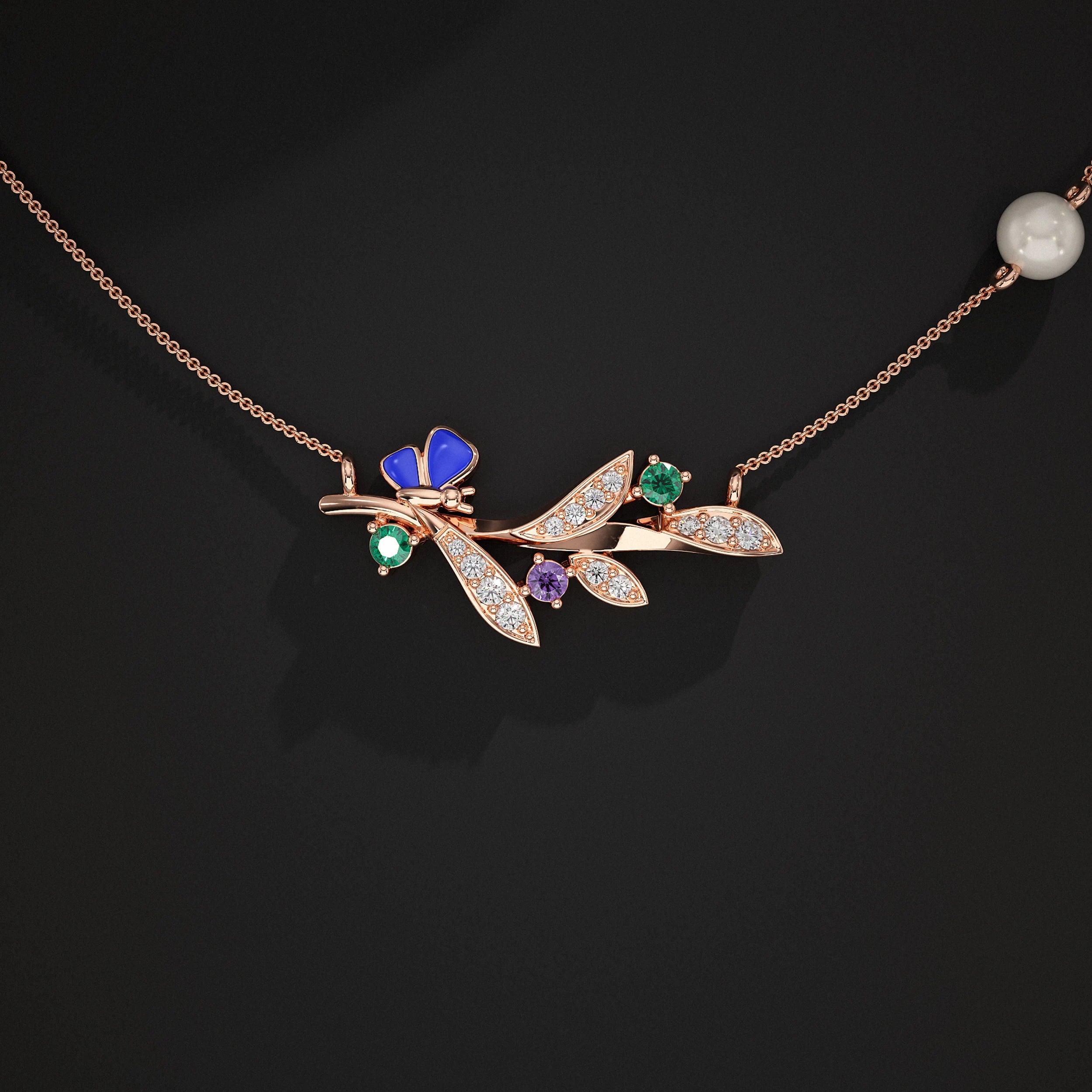 Leaf Lab Gemstone Pendant