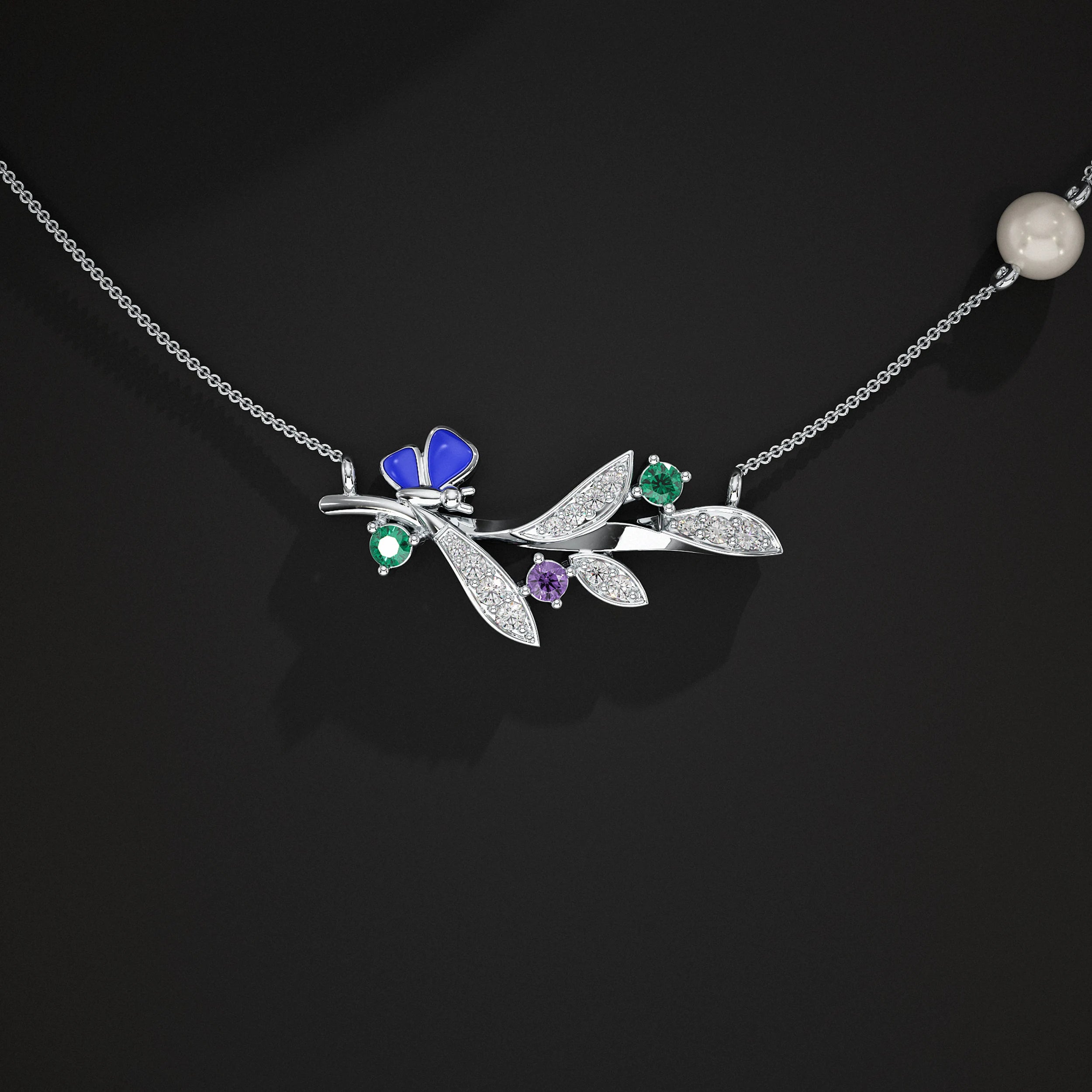 Leaf Lab Gemstone Pendant