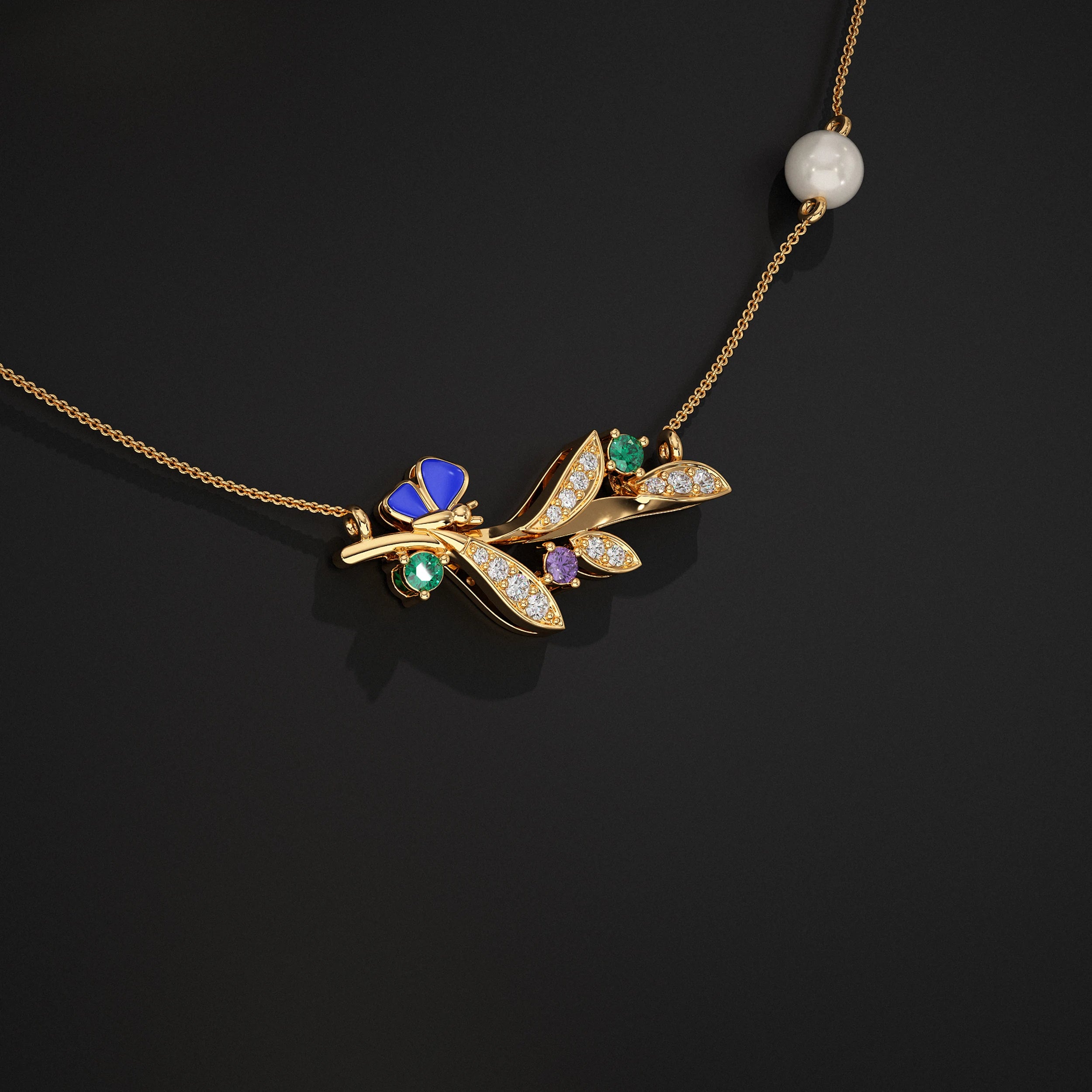 Leaf Lab Gemstone Pendant