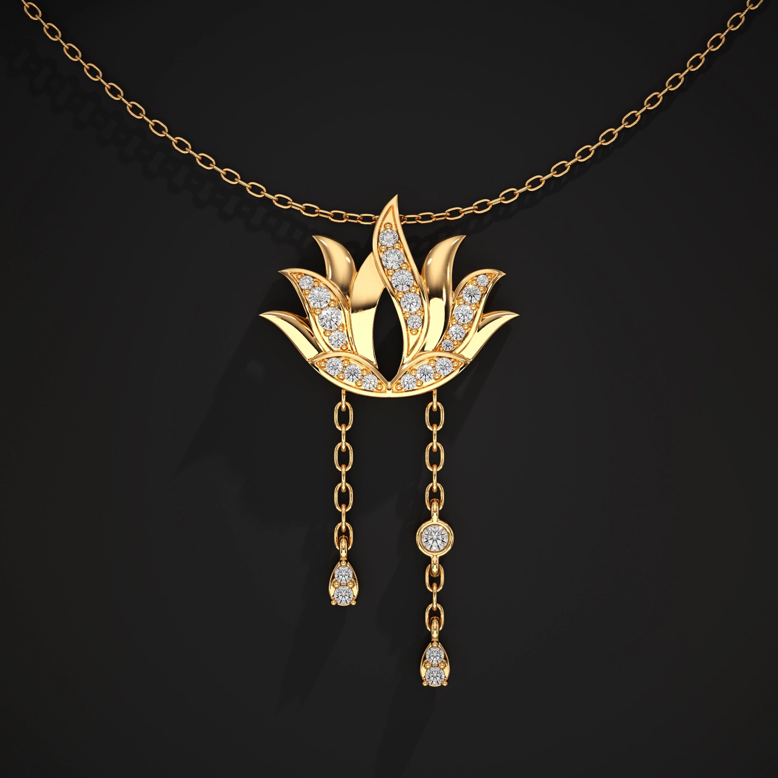 Lotus Pendant With Diamond Accent