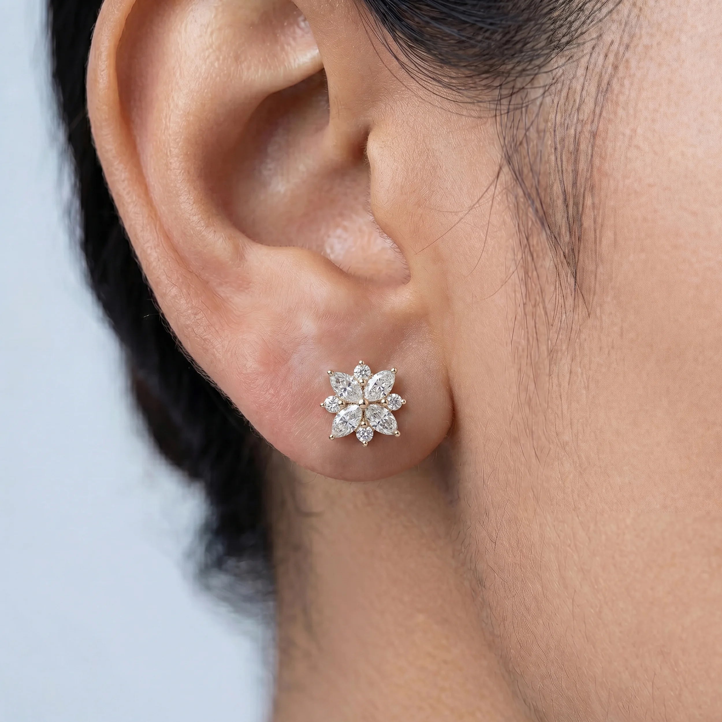 Marquise Lab Cluster Diamond Earrings