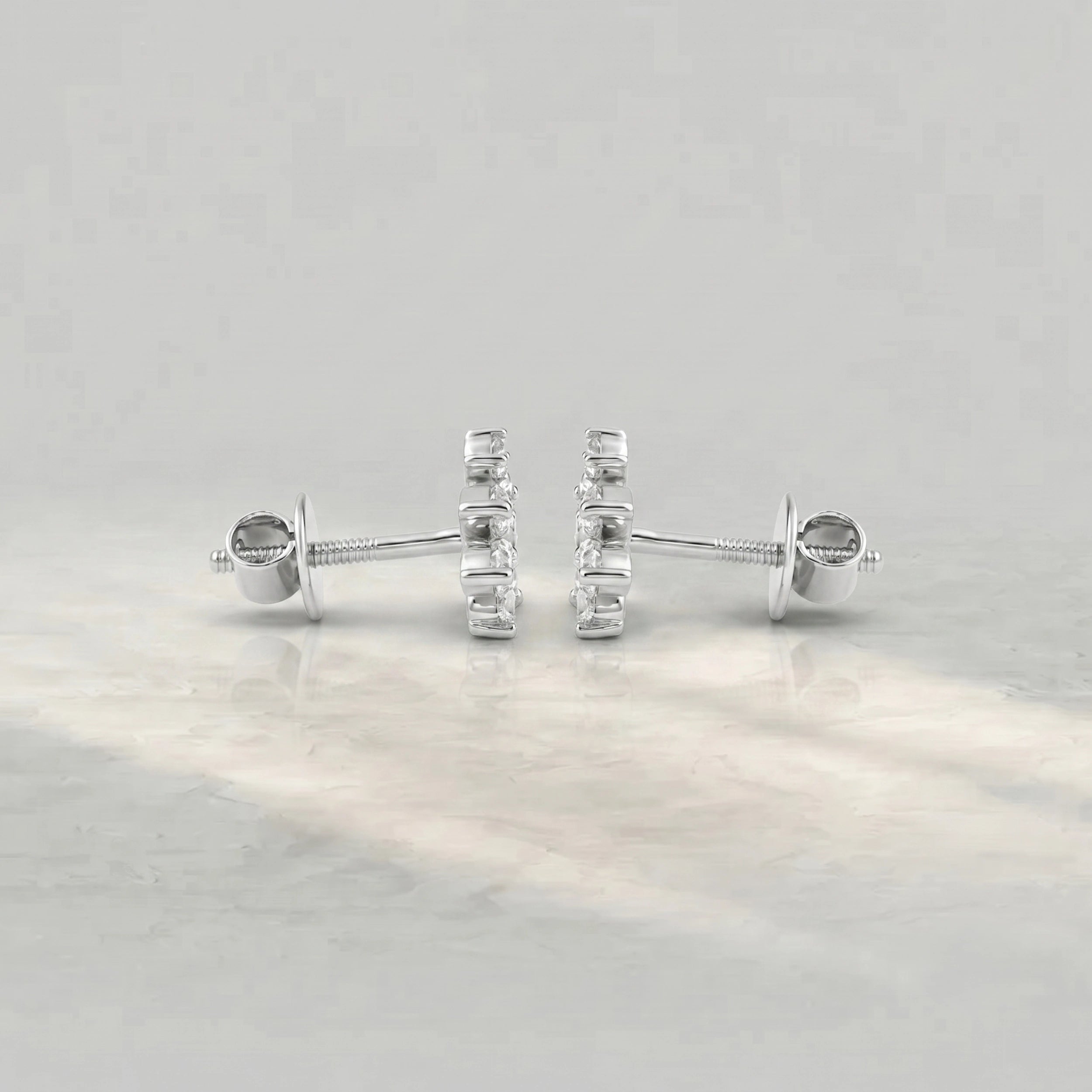 Marquise And Round Diamond Leaf Stud