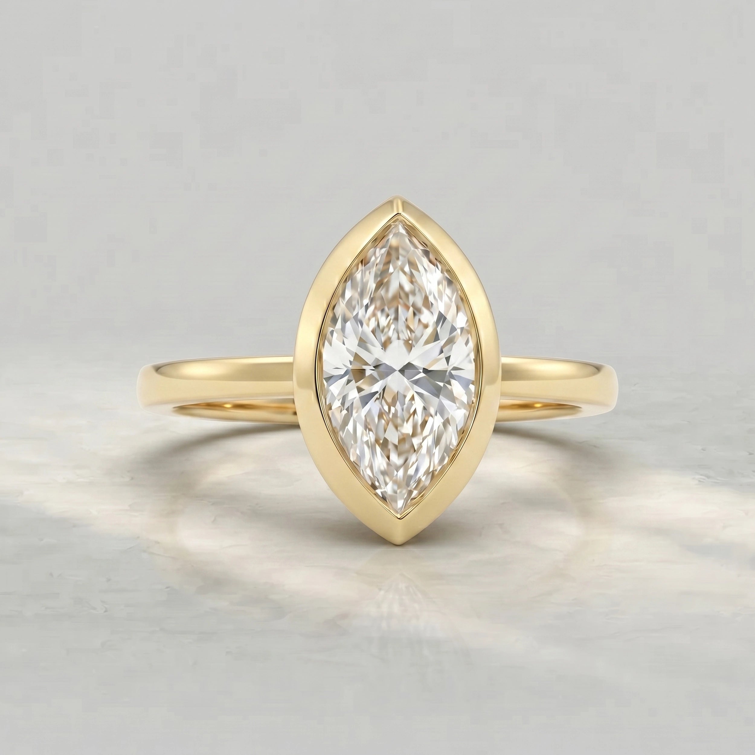 Bezel Set Marquise Lab Diamond Solitaire Ring