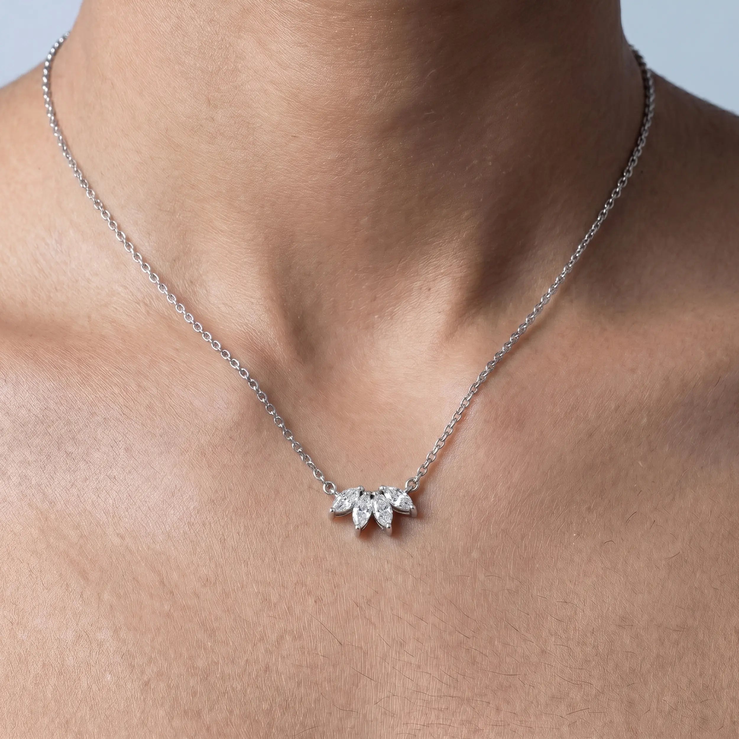 Flower Shape Marquise Diamond Pendant