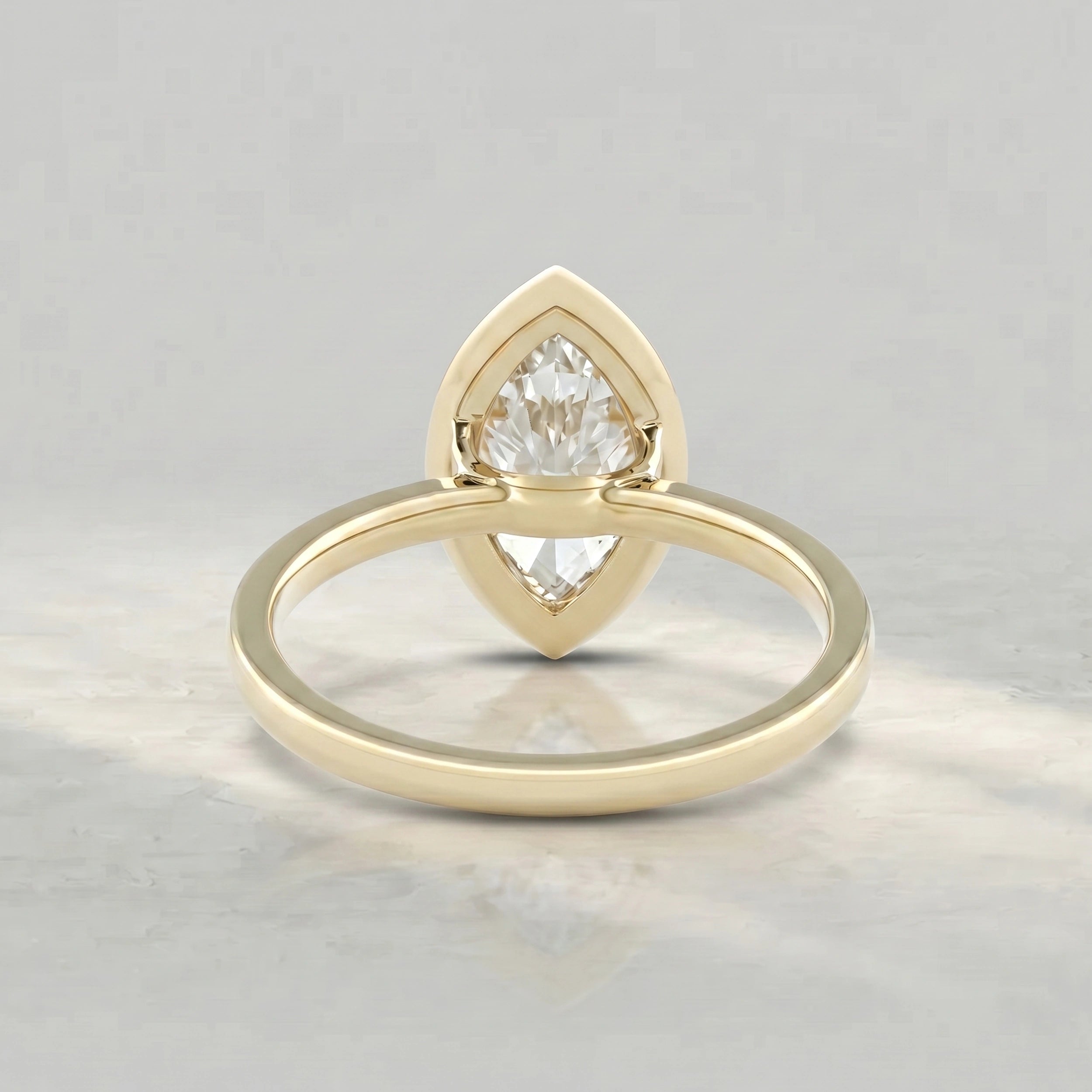 Bezel Set Marquise Lab Diamond Solitaire Ring