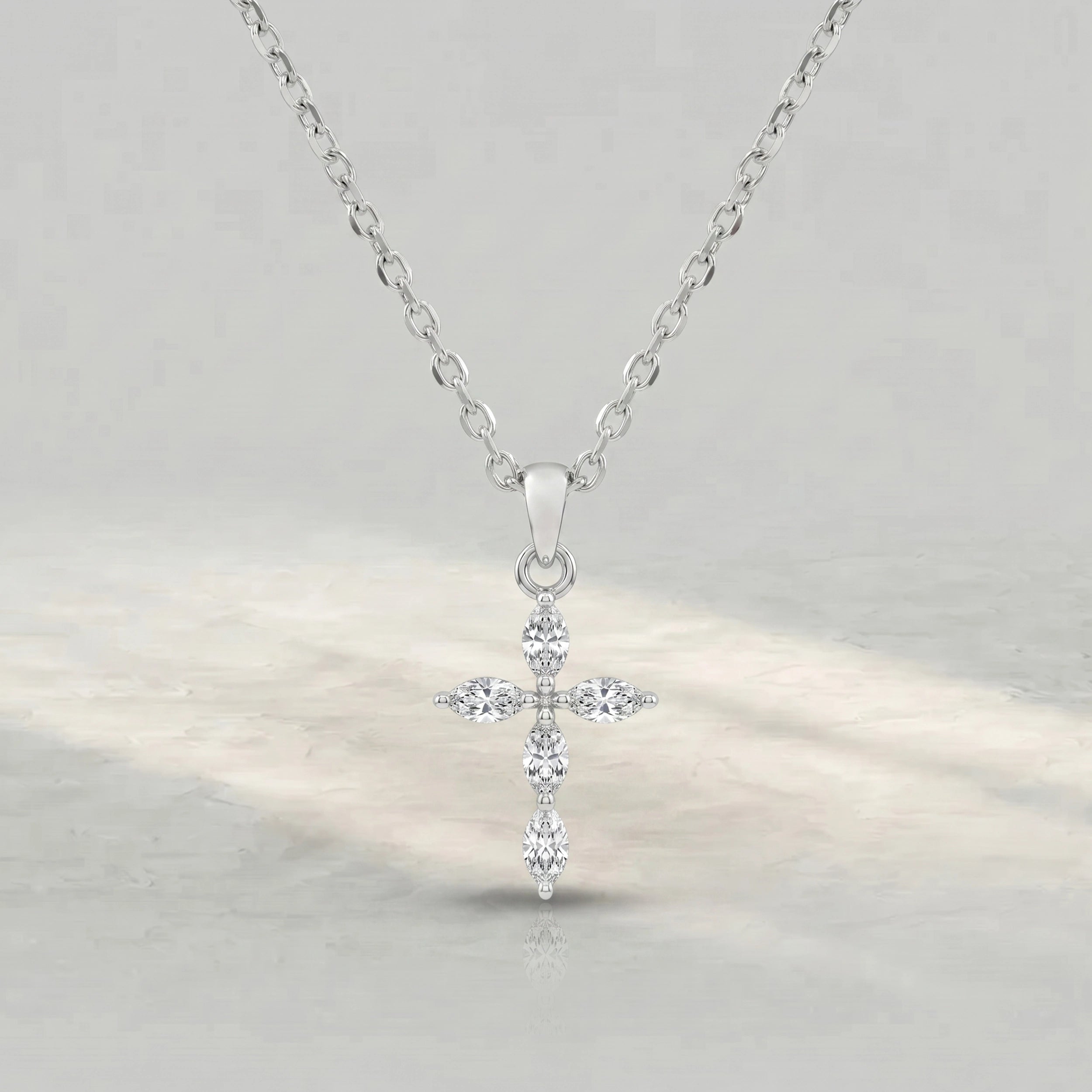 Marquise Lab Diamond Cross Pendant