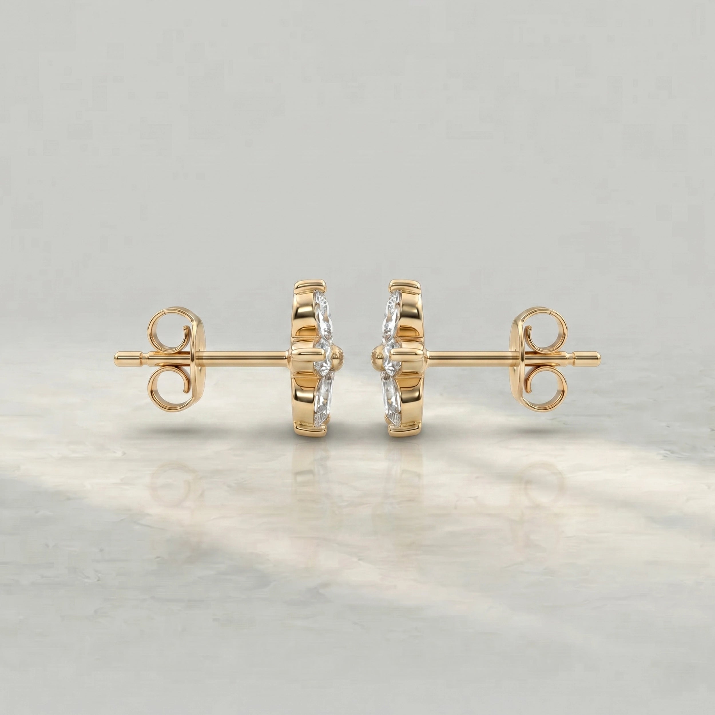 Marquise Lab Diamond Floral Stud Earrings