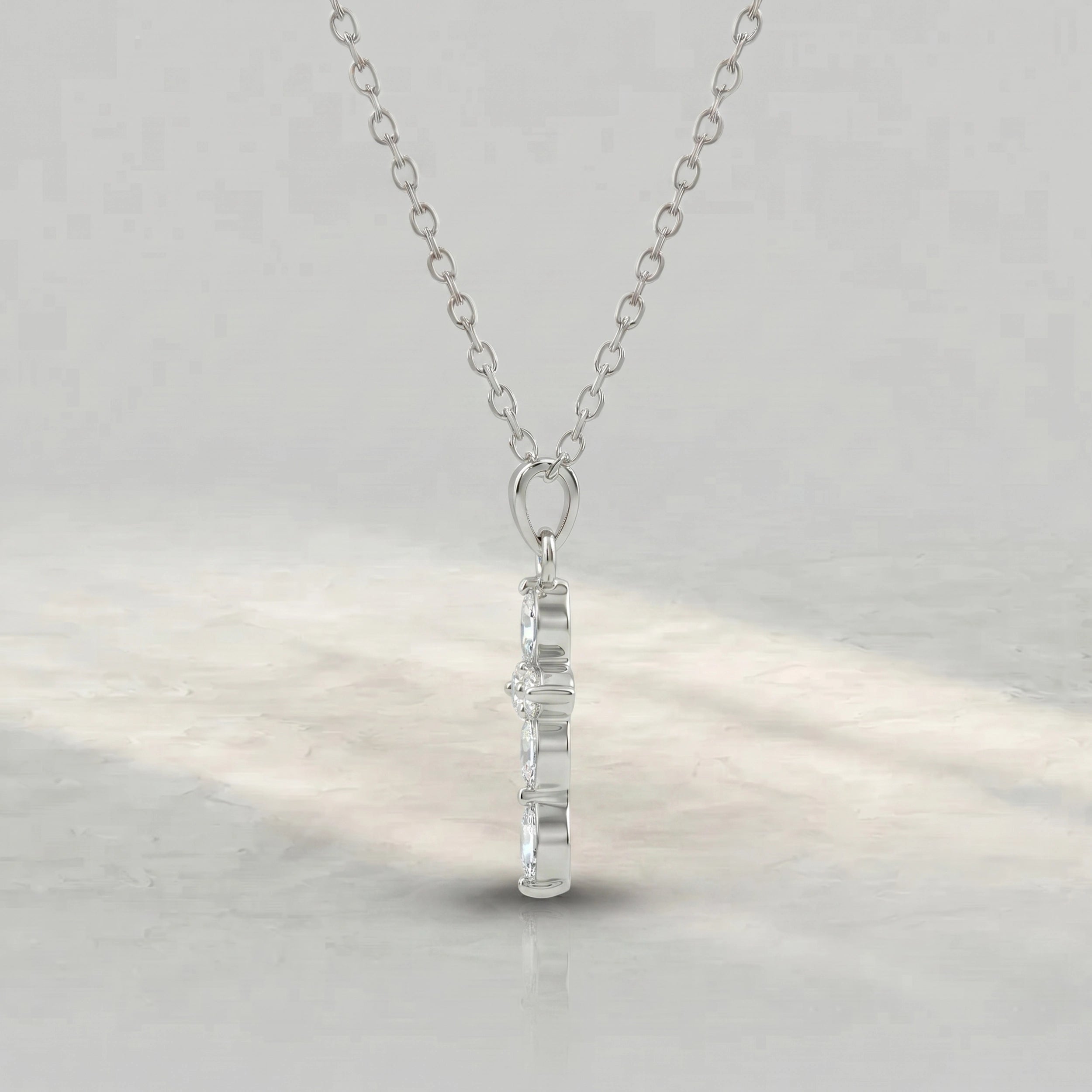 Marquise Lab Diamond Cross Pendant