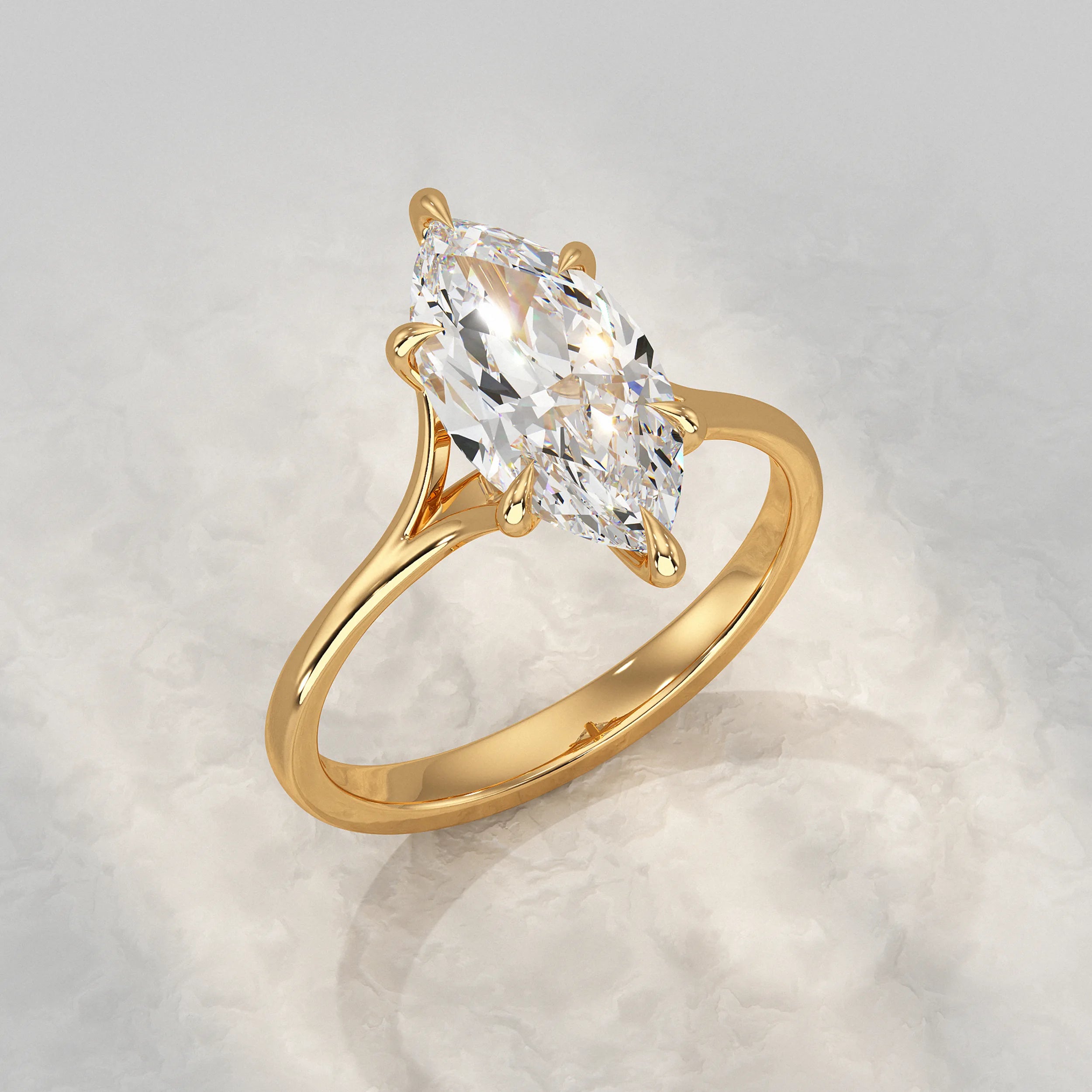 Marquise Lab Diamond Six Prong Solitaire Ring