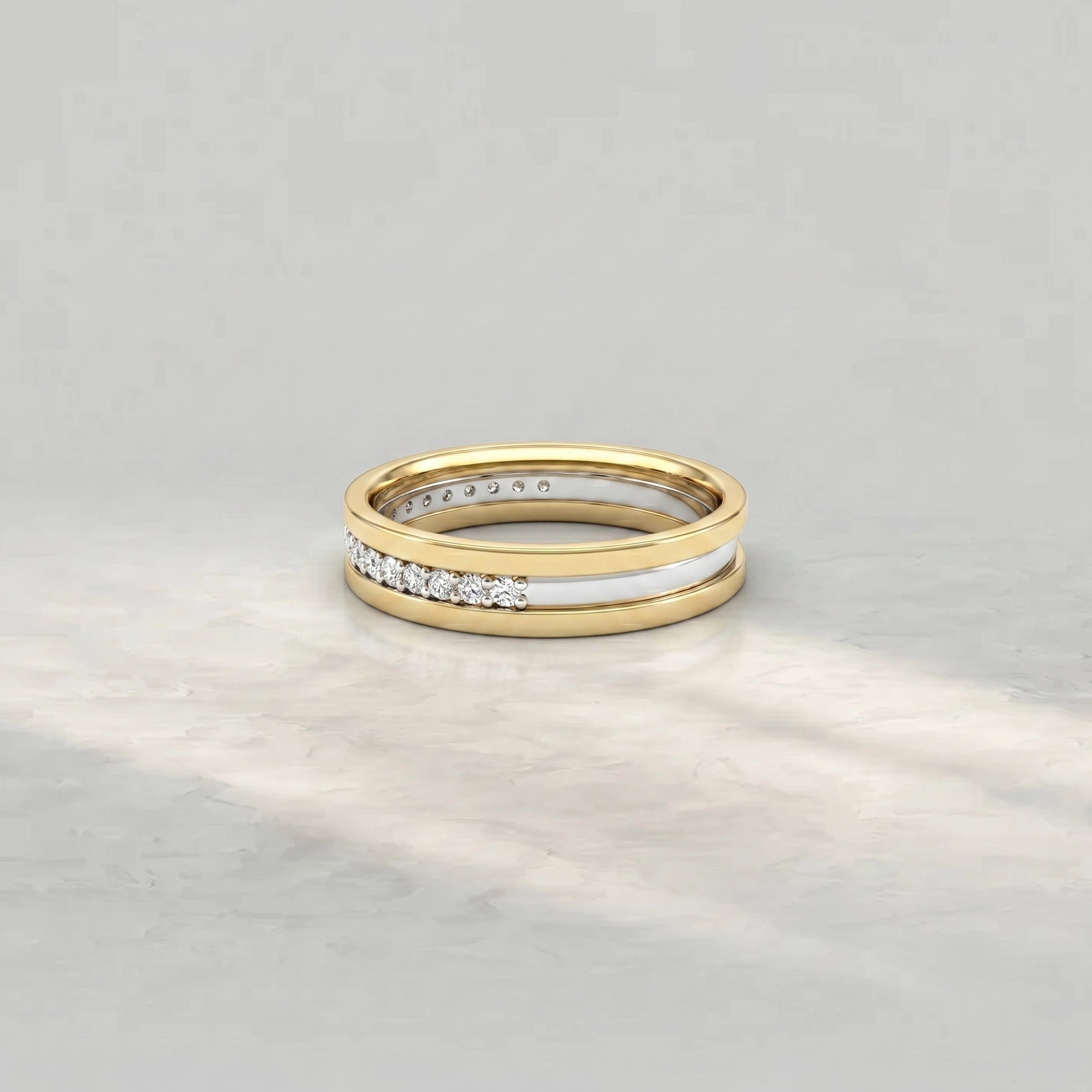 Channel Set Two Tone Lab Diamond Men's Band Band