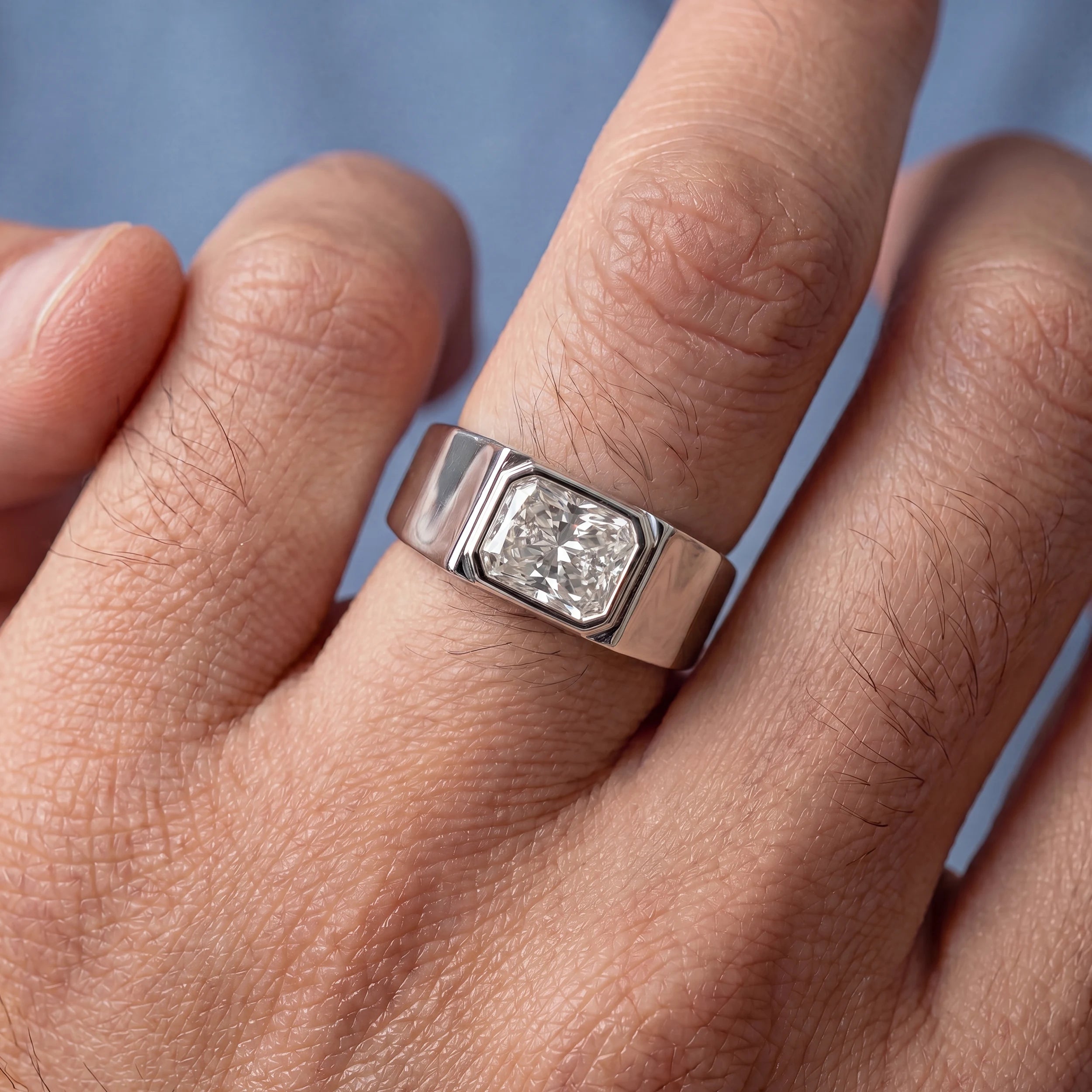 East West Radiant Cut Men's Wedding Band