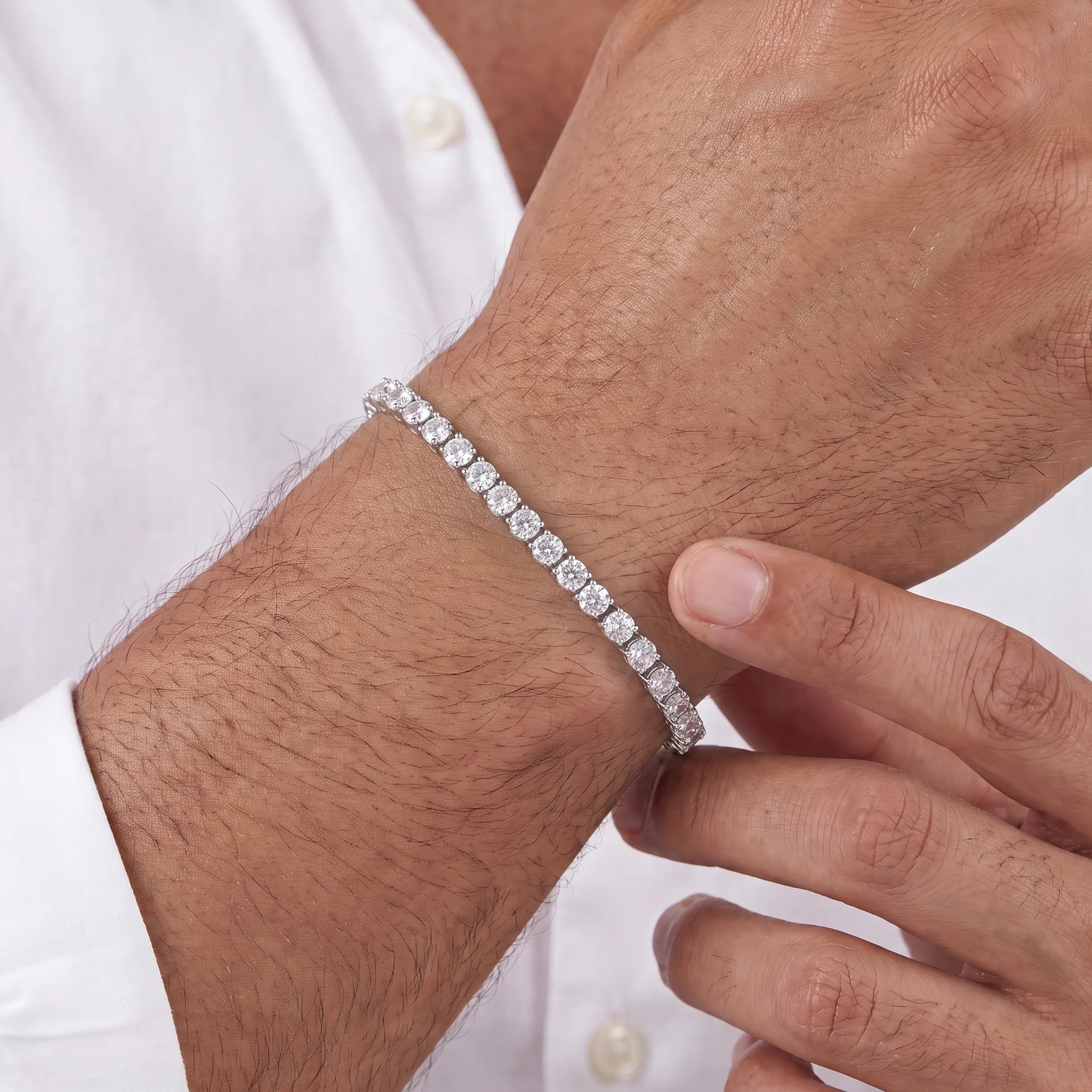Round Lab Diamond Tennis Bracelet For Men's