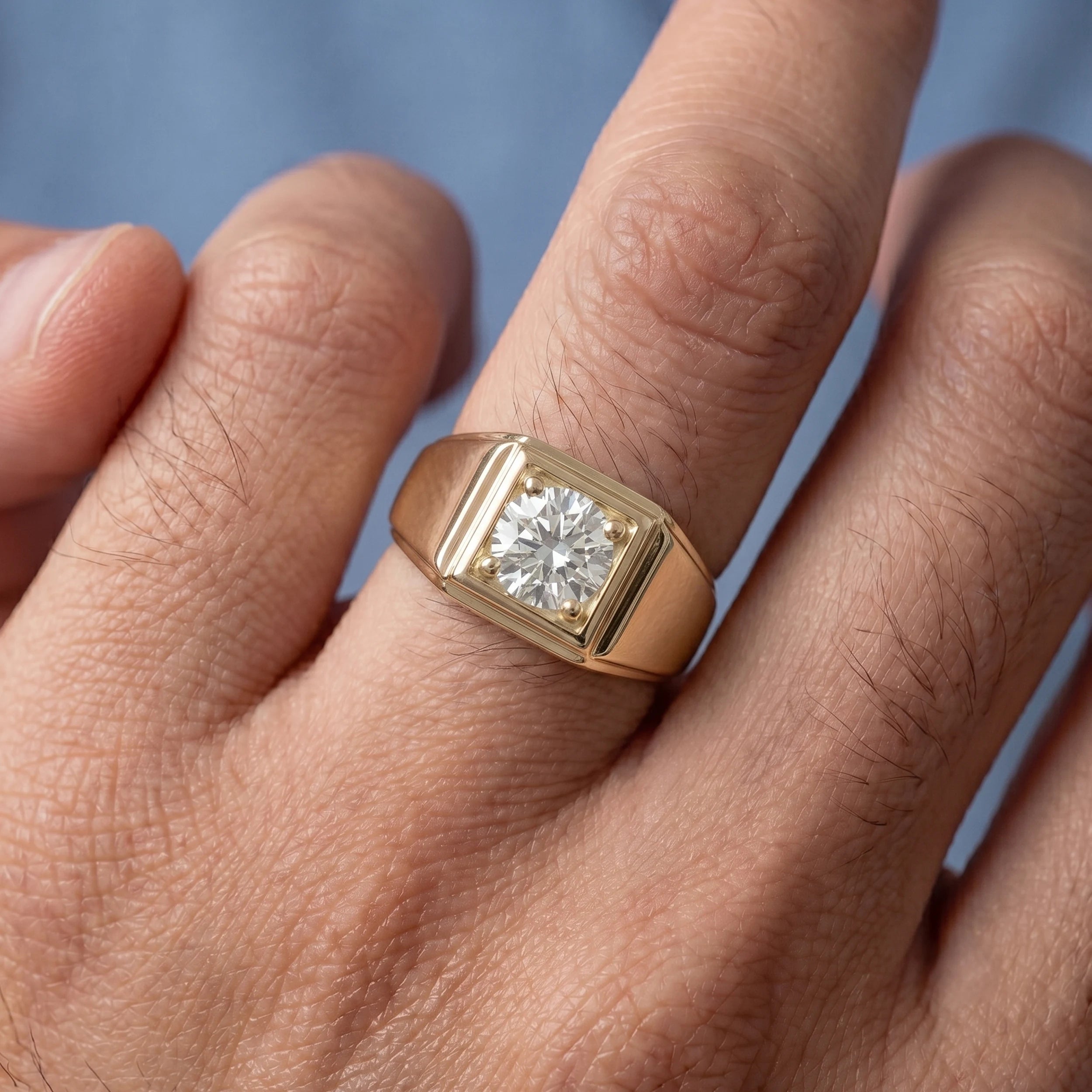 Round Lab Diamond Men's Wedding Band Band