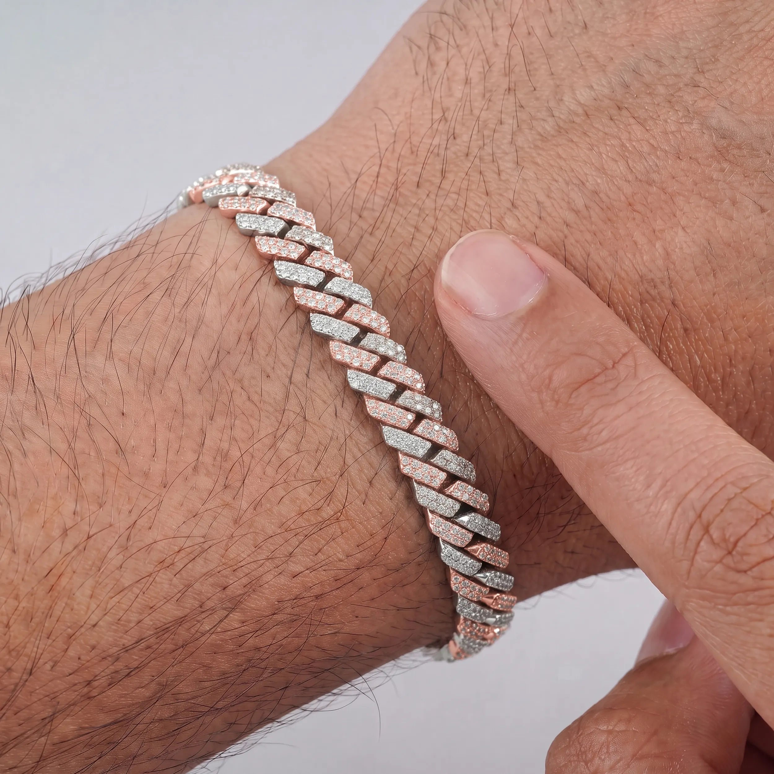 Two Tone Round Cut Miami Cuban Men's Bracelet
