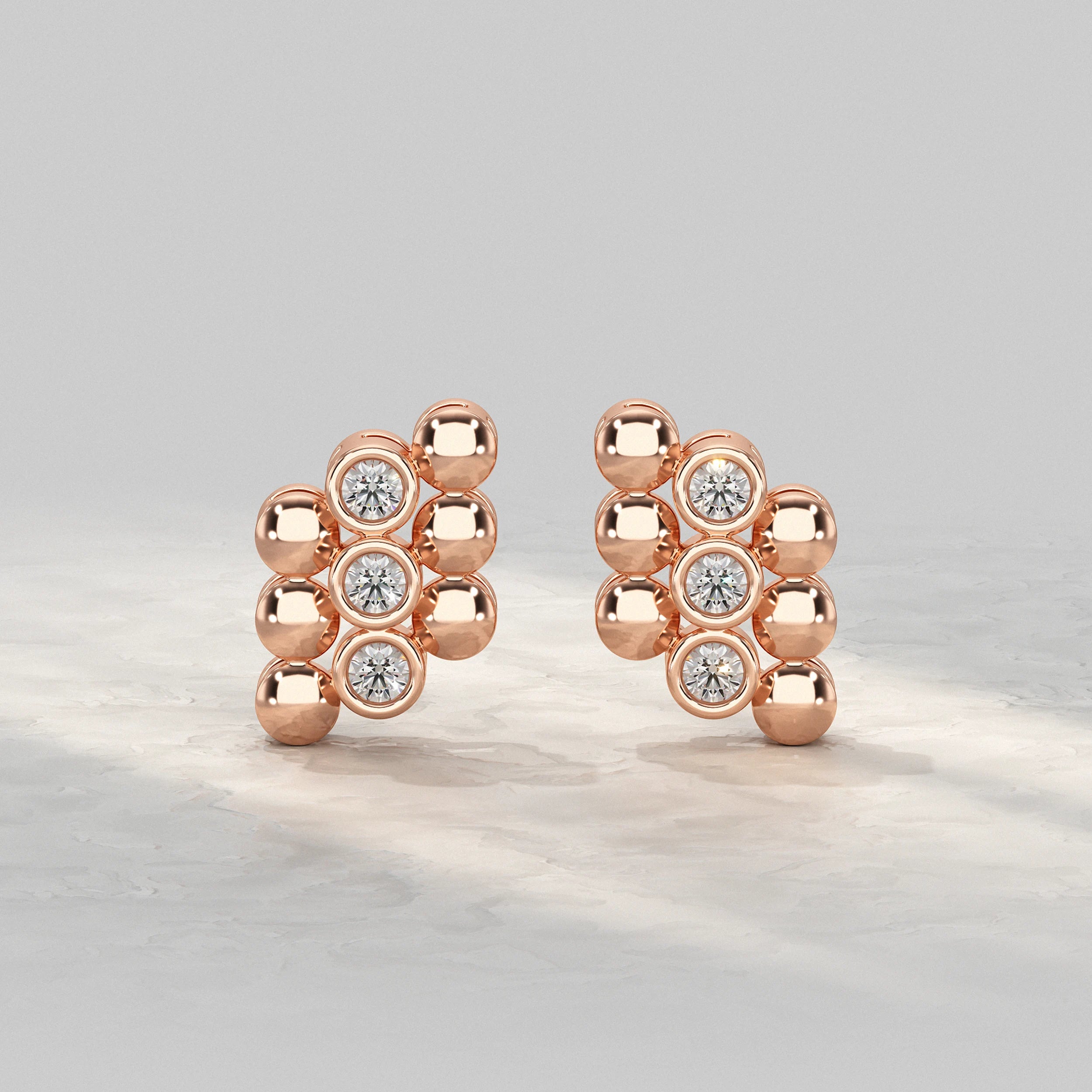 Bubble Cluster Diamond Pattern Stud Earrings