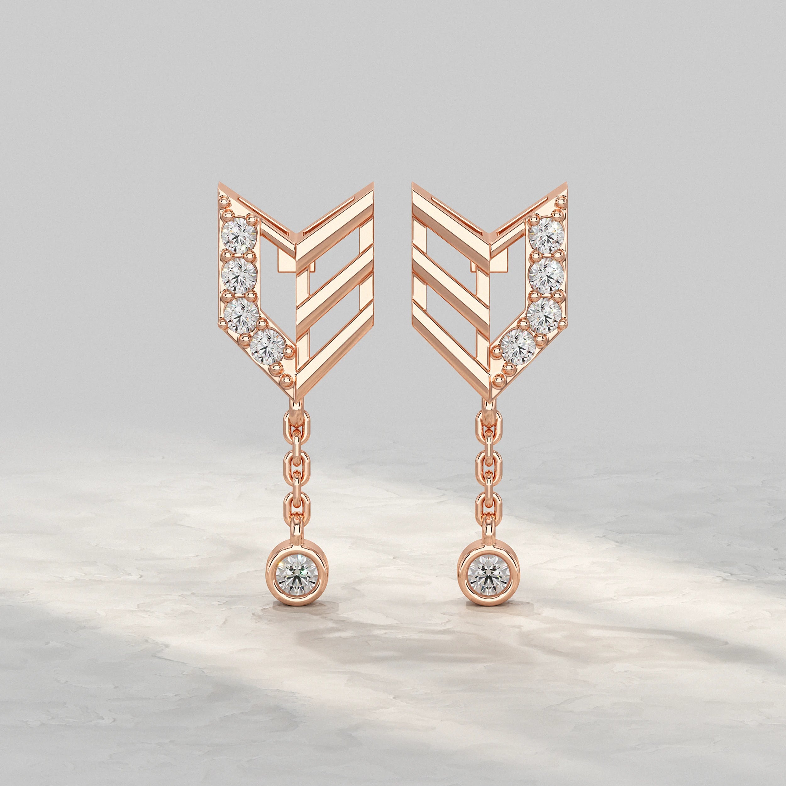 Geometric Diamond Chain Drop Earrings