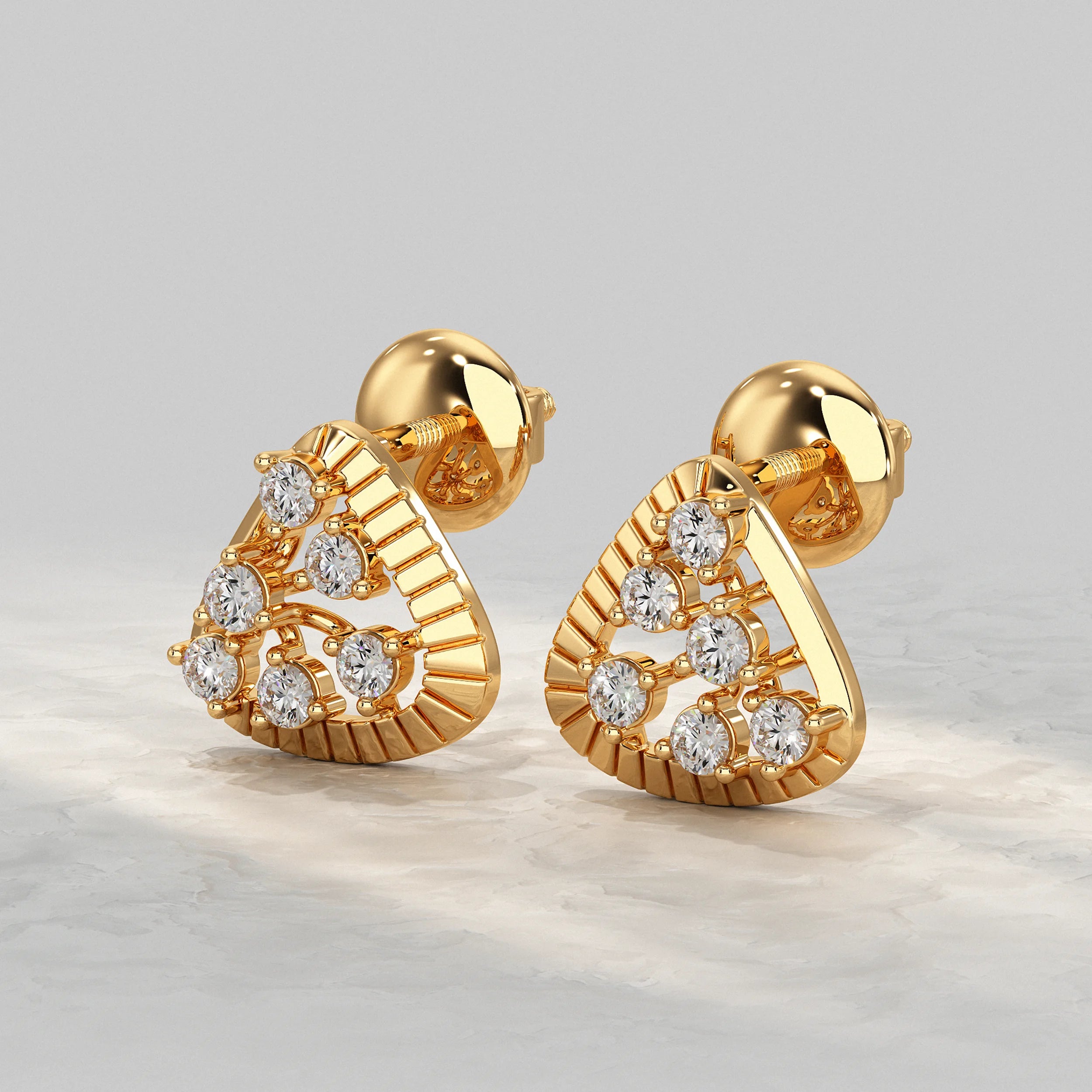 Round Lab Diamond Triangular Stud Earrings