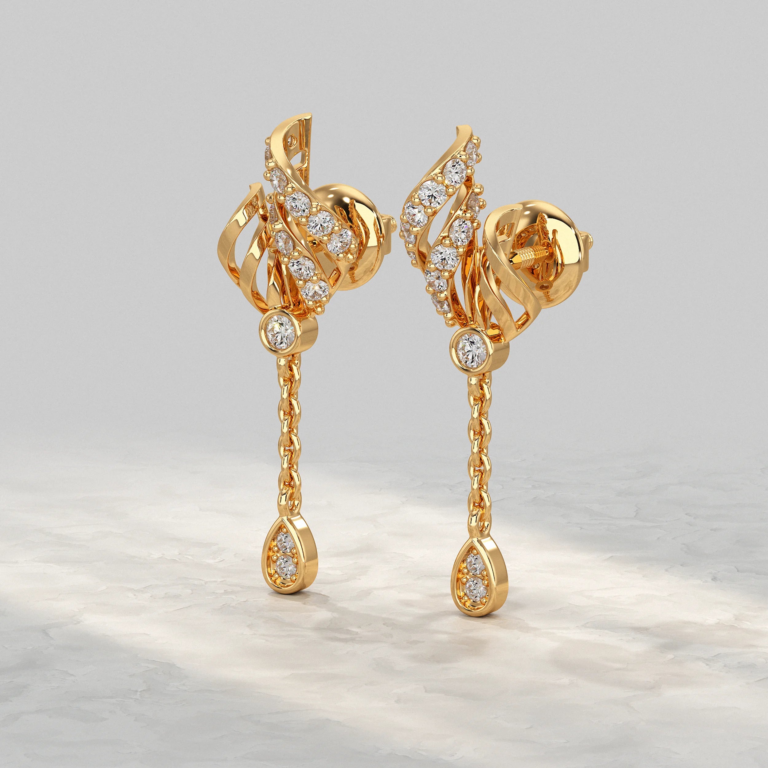 Twisted Lab Diamond Chain Drop Earrings