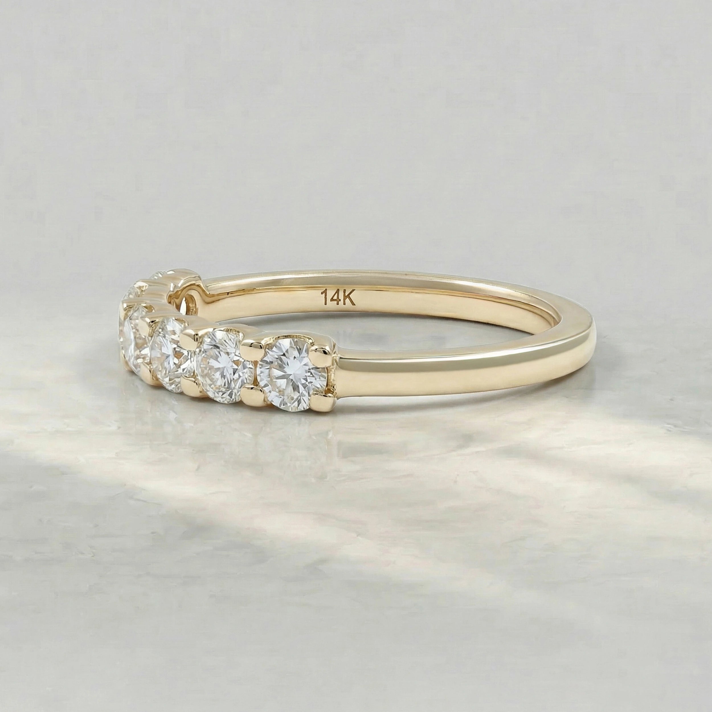 7 Stone Round Cut Anniversary Band Rings