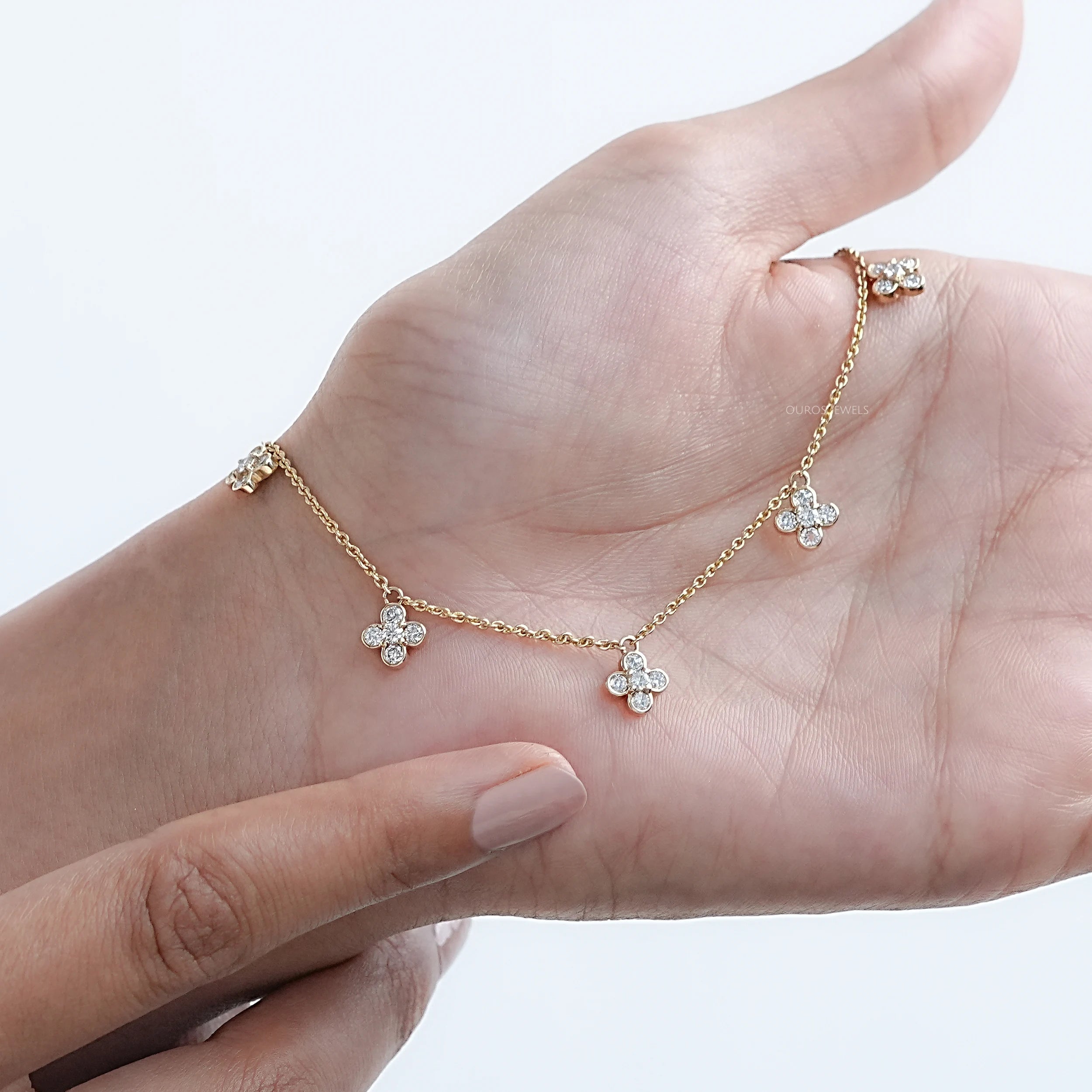 Round Cut Lab Diamond Flower Necklace