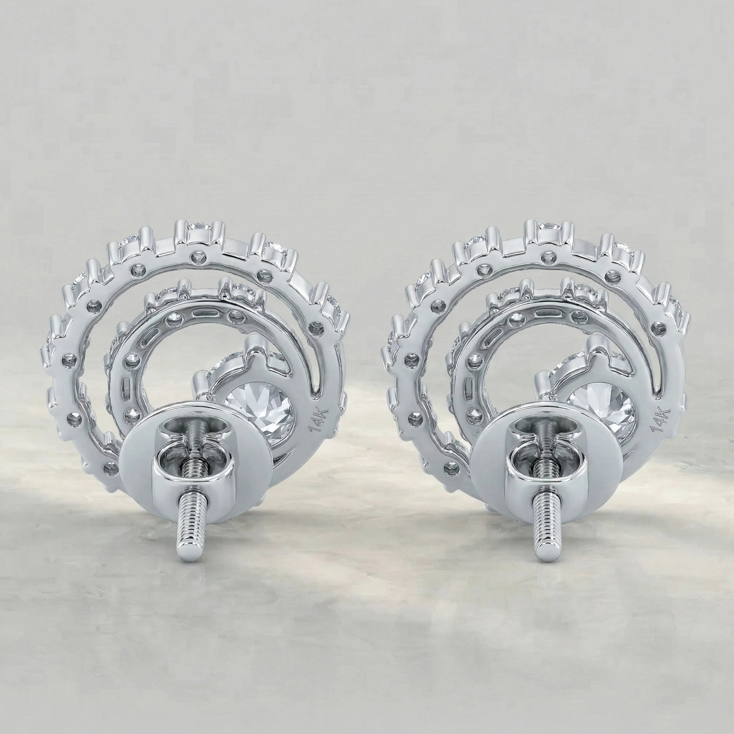 Round Diamond Twin Open Circle Stud Earring