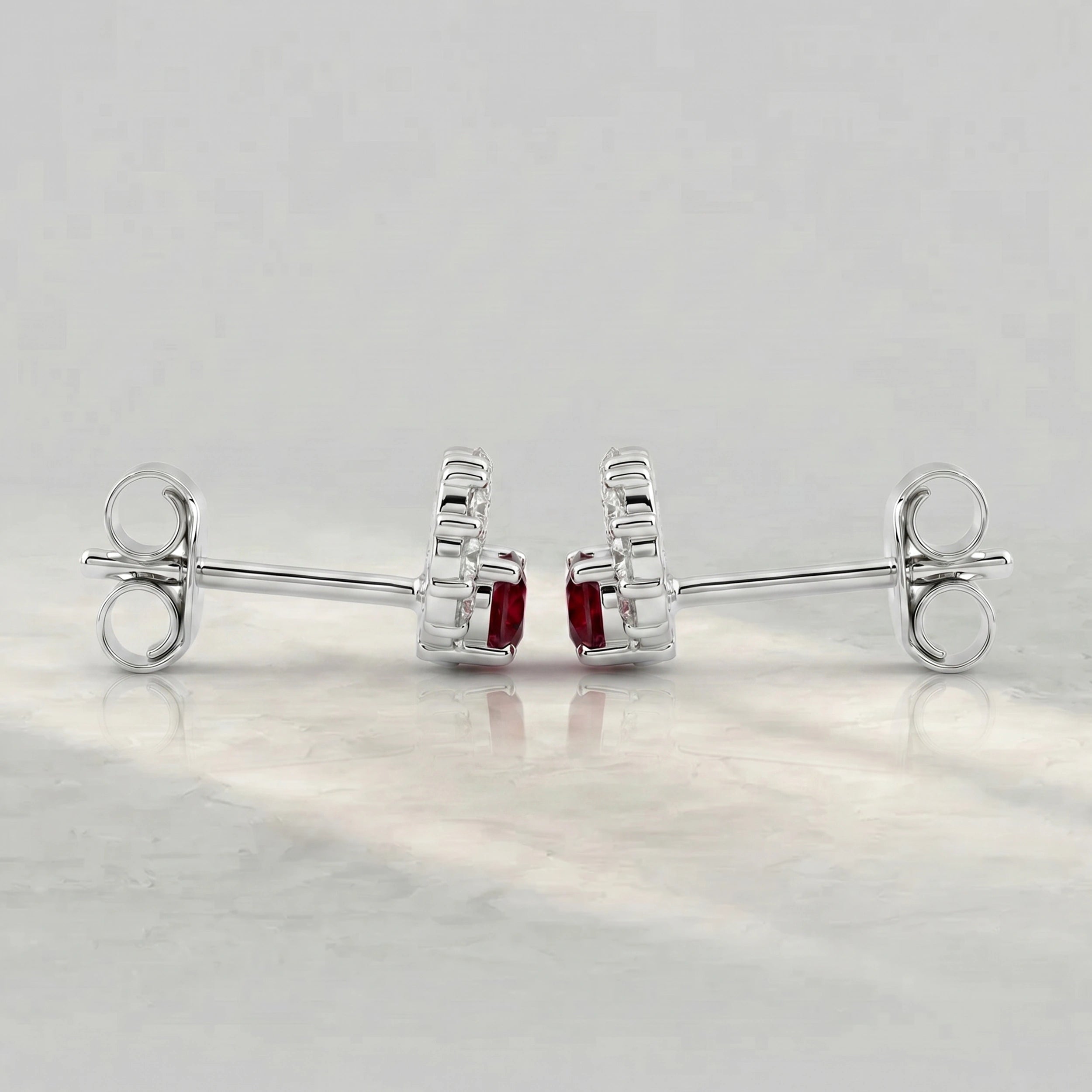 Red Round Cut Gemstone Stud