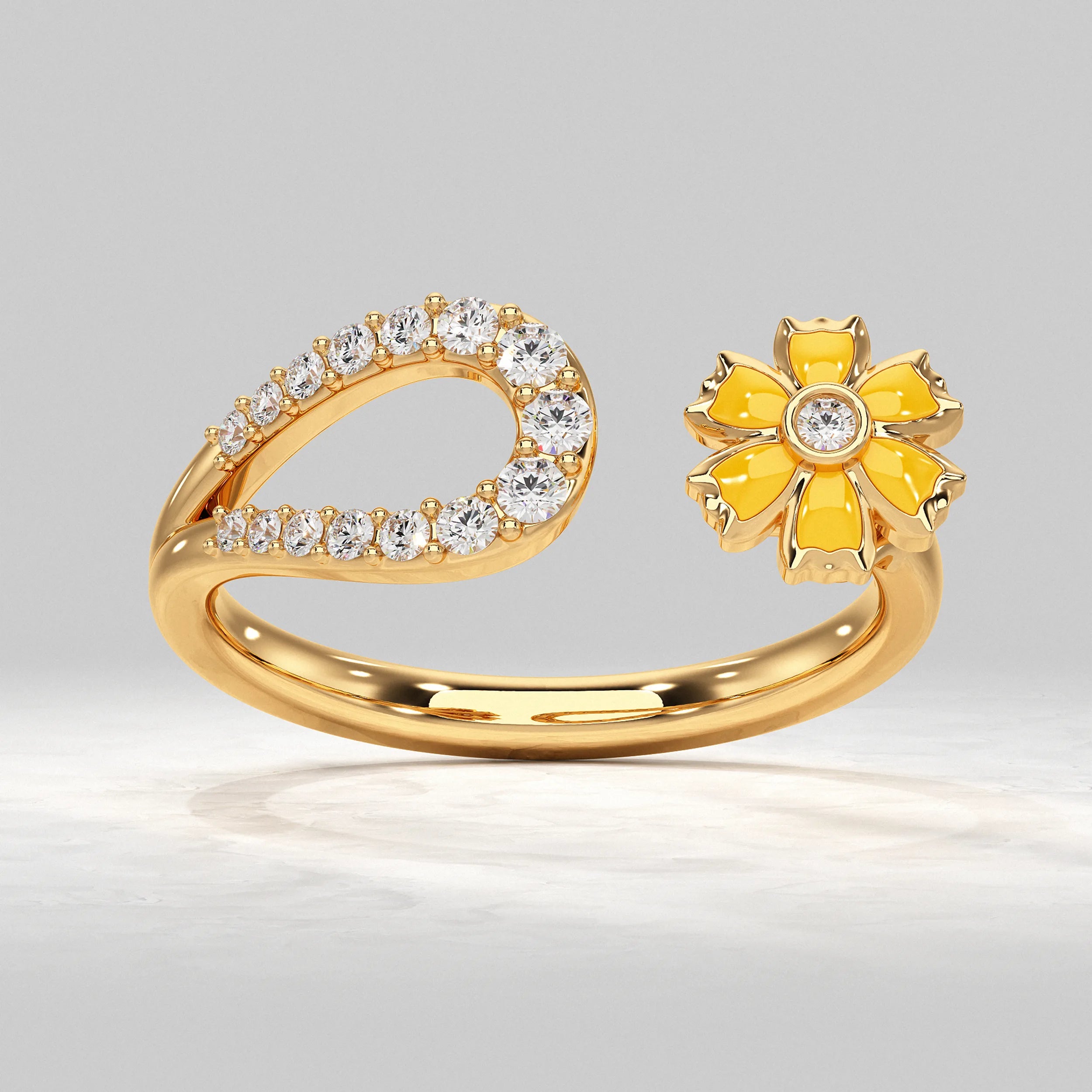 Yellow-Gold-Ring-with-Diamond-and-Yellow-Petal-Design
