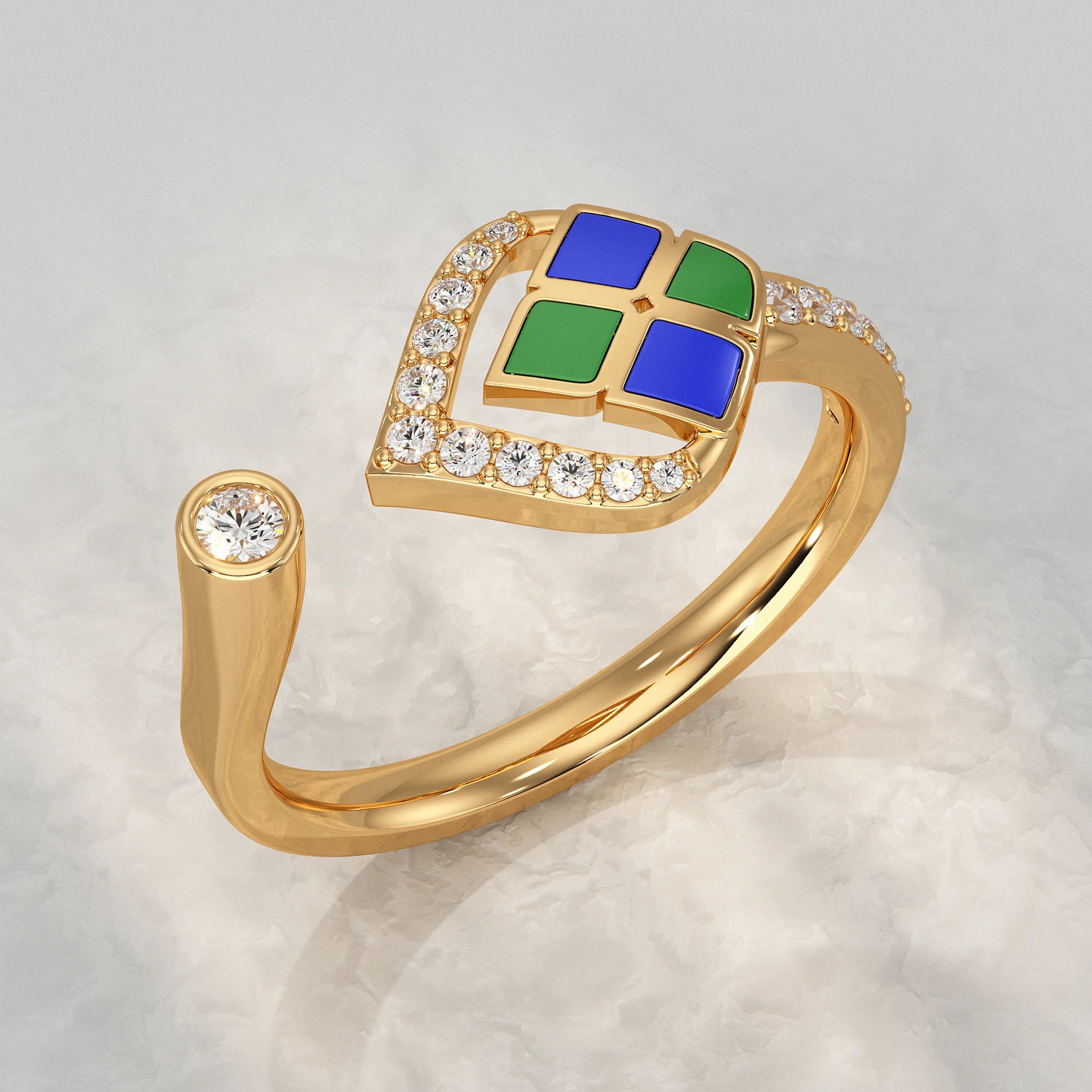 Unique Style Enamel Open Cuff Ring