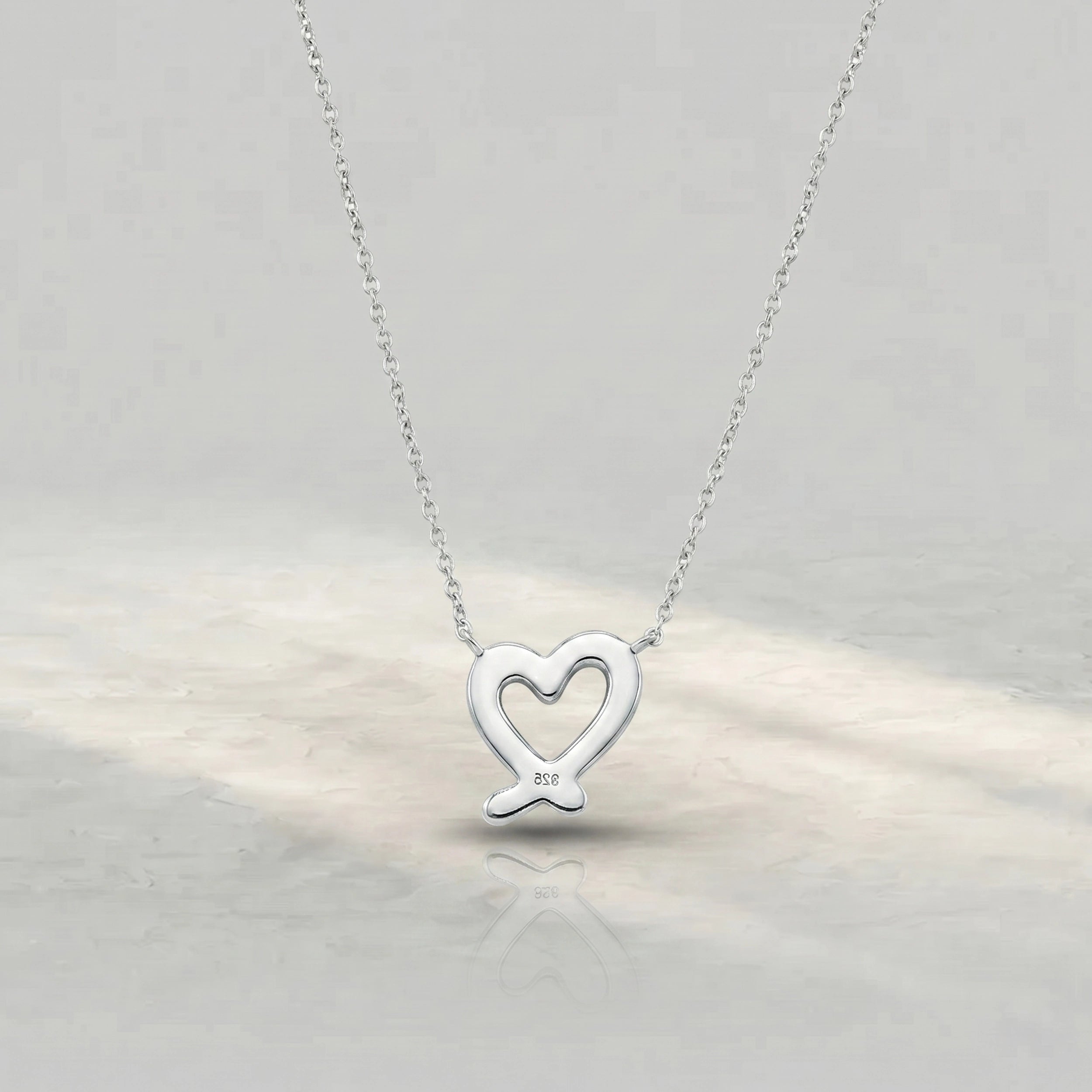 Open Heart Shape Round Diamond Pendant