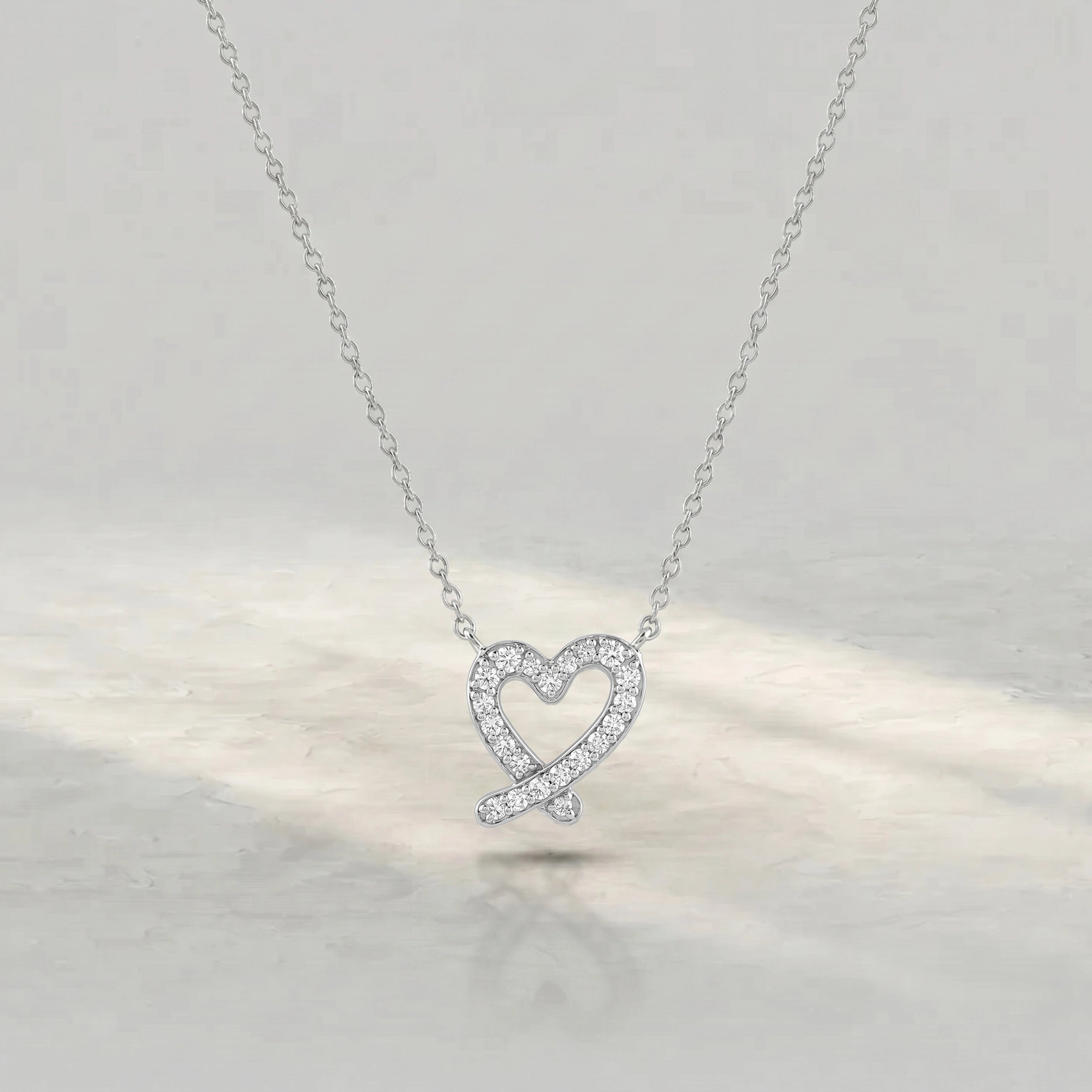 Open Heart Shape Round Diamond Pendant